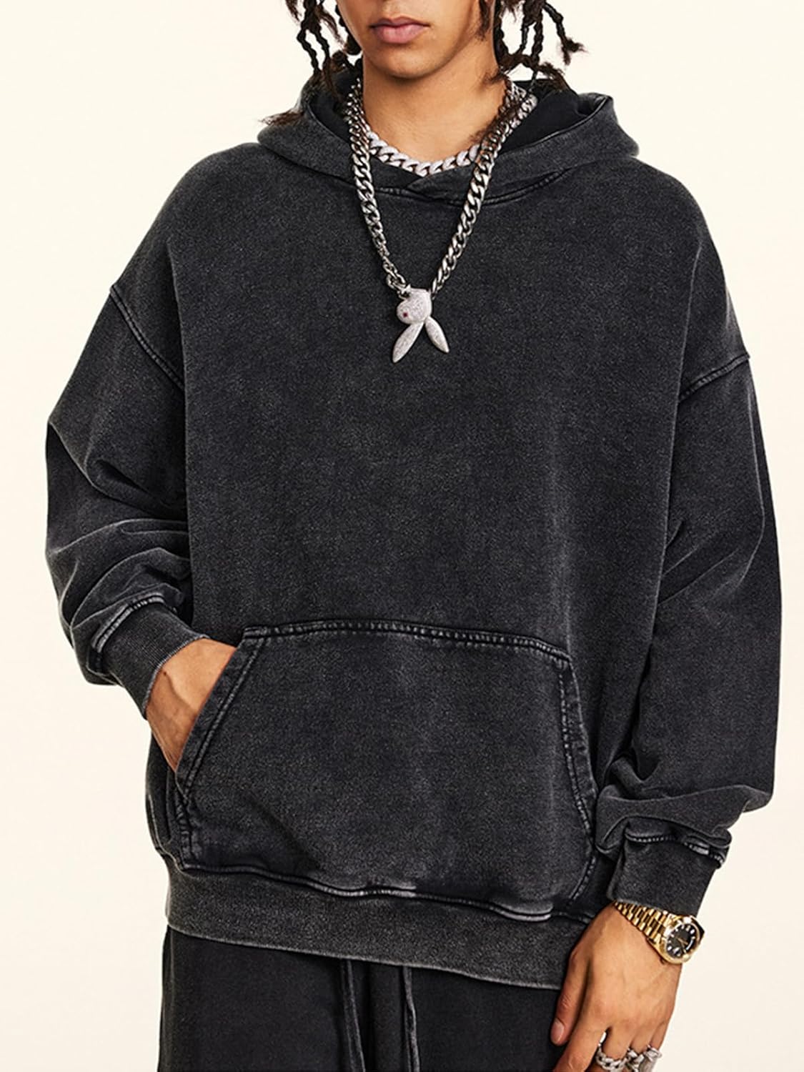 Men's Oversized Hoodie - Loose Fit Pullover Sweatshirt with Drop Shoulder & Comfortable Design for Casual Streetwear - Image 2