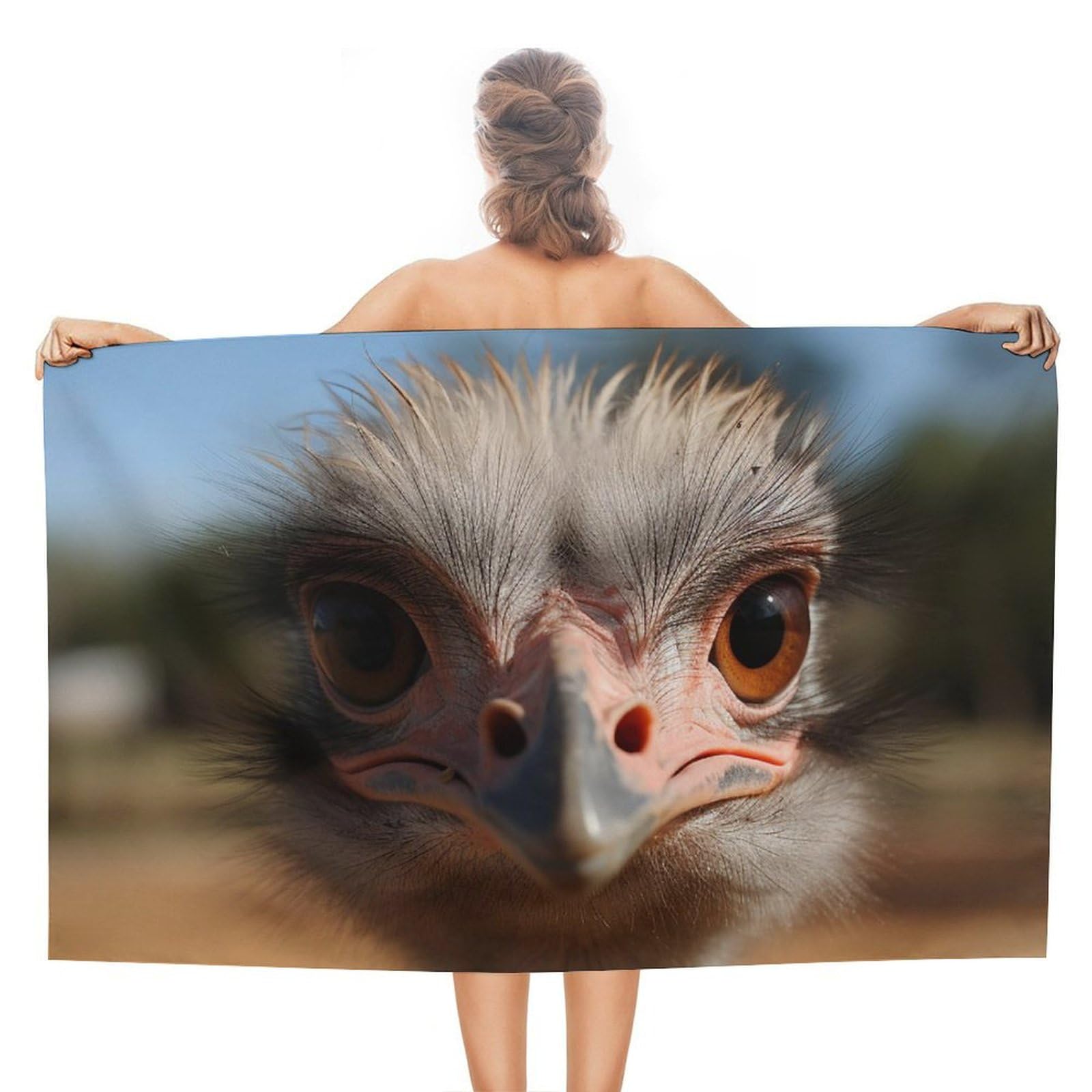 LSRCPD Beach Towels Cute Ostrich Pool Sports Gym Bath For Women Men 80X130Cm