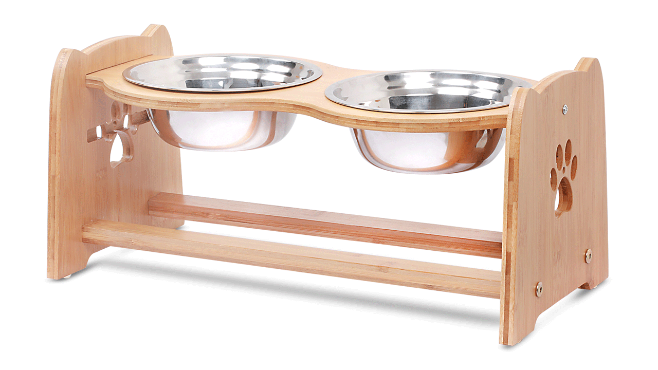 X-ZONE PET Raised Pet Bowls for Cats and Dogs, Adjustable Bamboo Elevated Dog Cat Food and Water Bowls Stand Feeder with… - Image 6