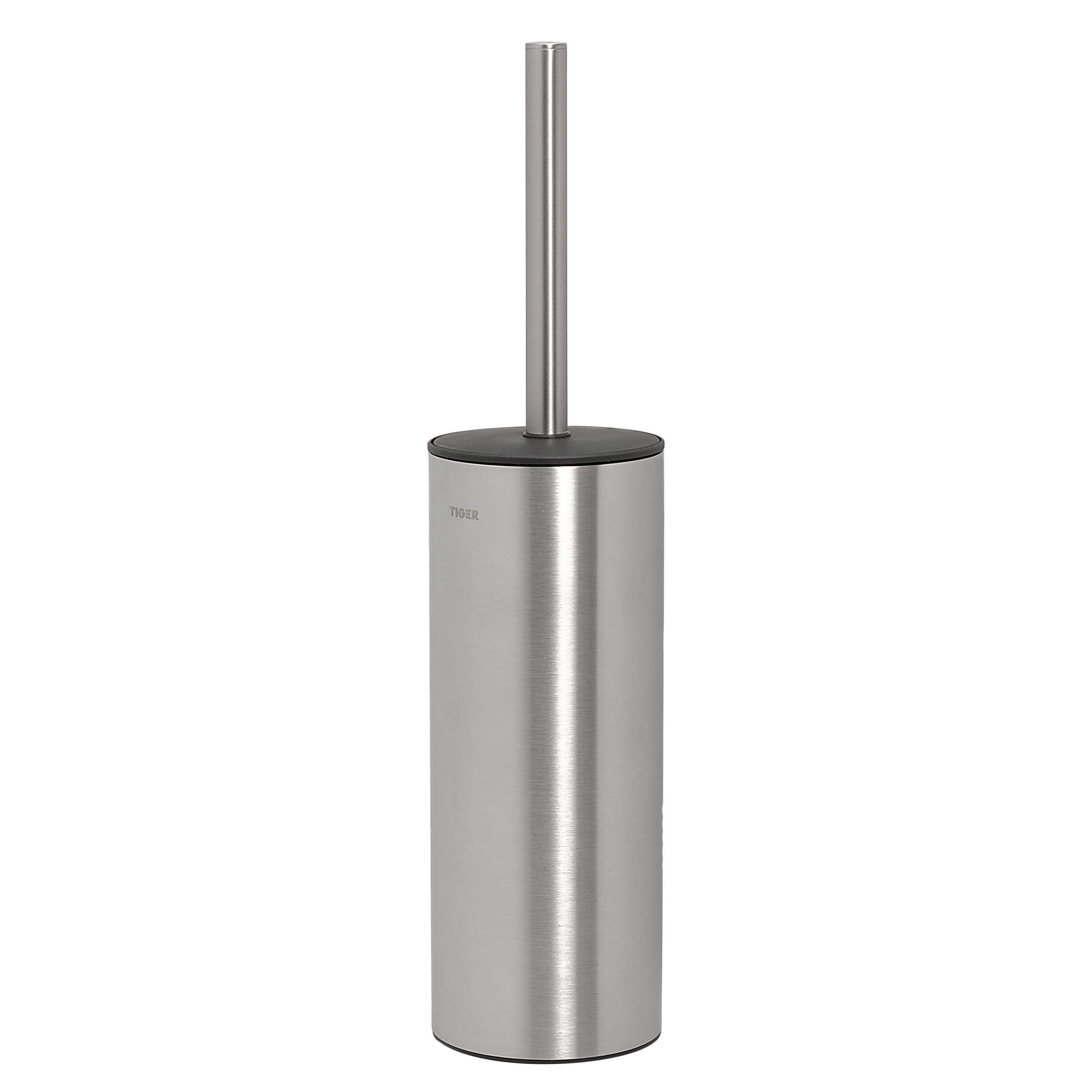Tiger Noon Toilet Brush and Holder Freestanding, Stainless Steel Brushed, 8.9 x 38.3 x 8.9 cm