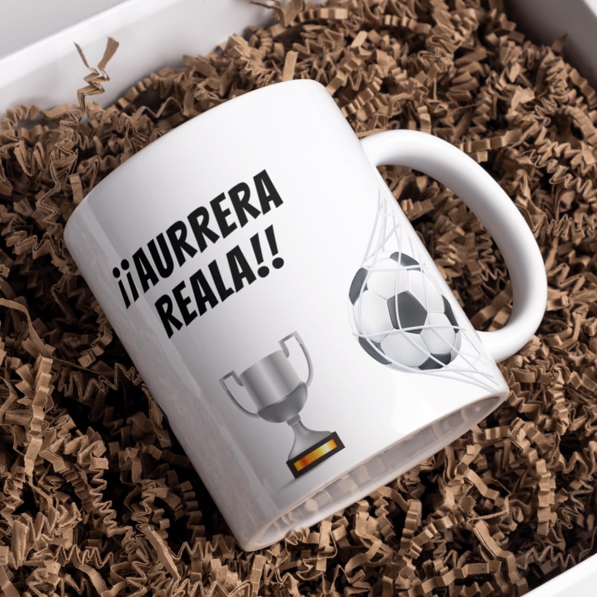 DEREGALOOS Taza Personalizada con nombre de Fútbol Sociedad. Tazas de Desayuno personalizada. Regalo Original para Aficionados del Futbol. Regalos Mundial Sociedad. Pulsera de regalo