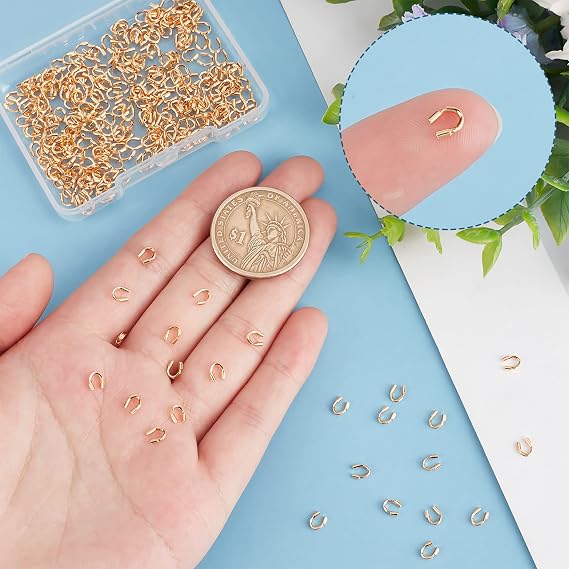 Beebeecraft 1 Box 300Pcs Wire Guardian 18K Gold Plated Brass U Shape Wire Guard Loops Thread Protector for Jewelry Making Earring Bracelet Necklaces(Hole: 0.6mm)