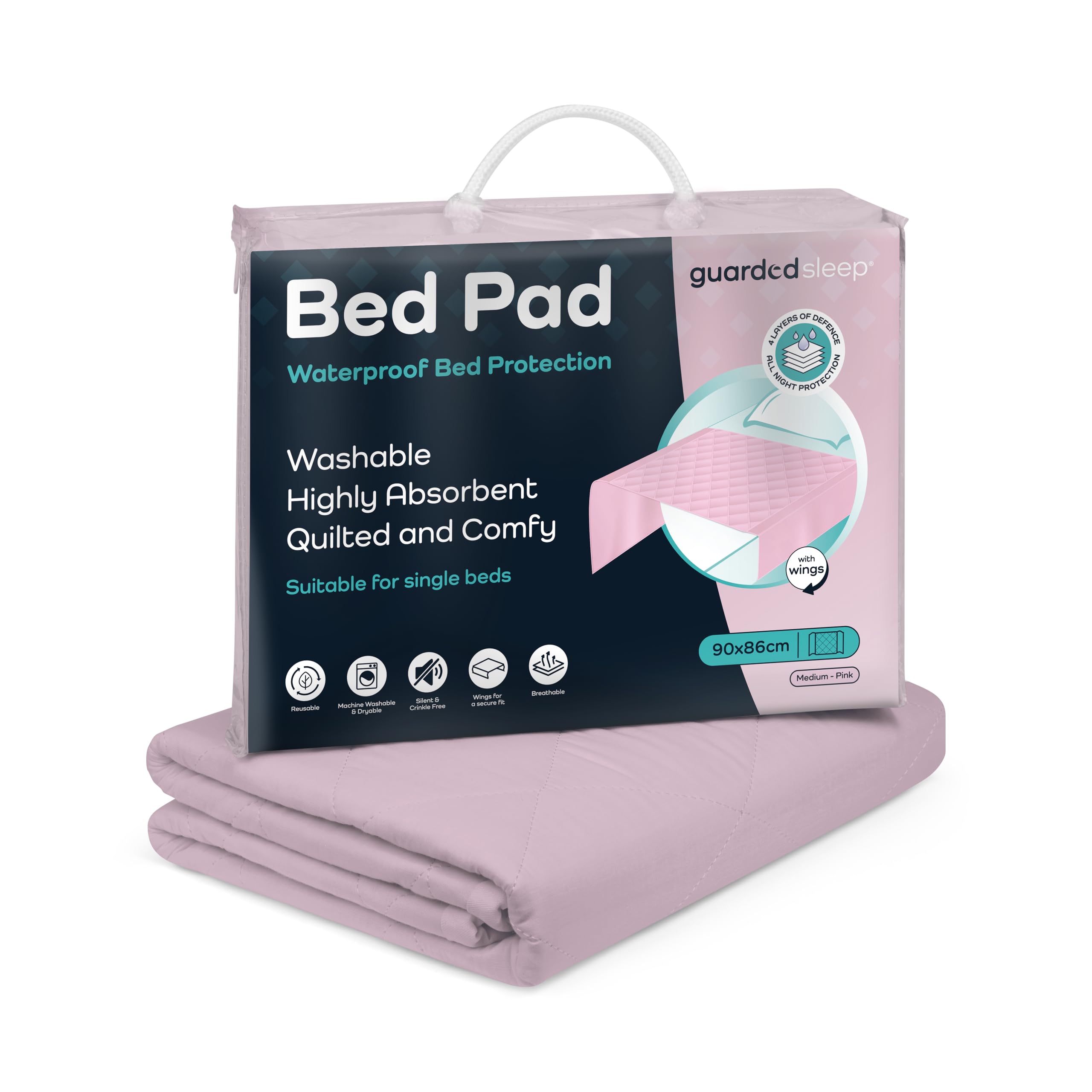 Guardedsleep Lenzuola impermeabili per addestramento al vasino, letto singolo, lavabile, rosa, 1 pezzo