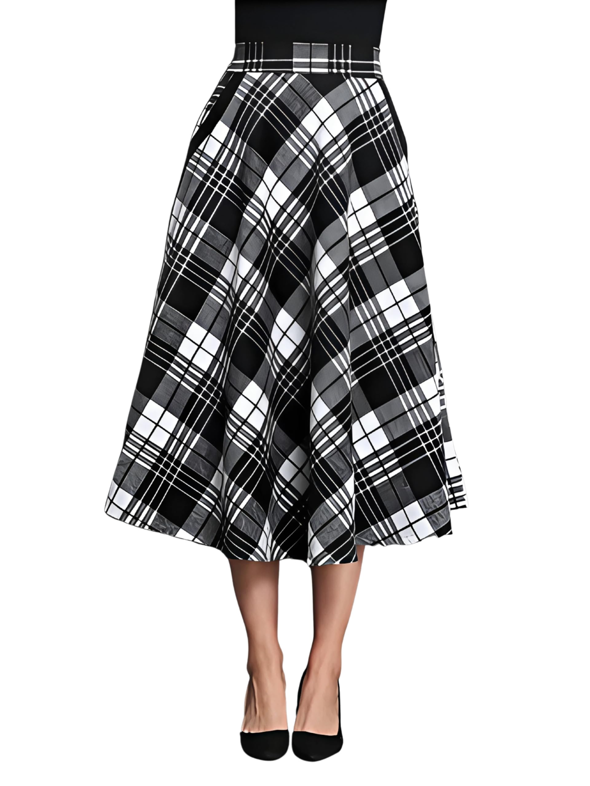 Stylish Checked Skirt for Women | Cotton Fabric | Blue Maroon Black Mix Colour-image-40
