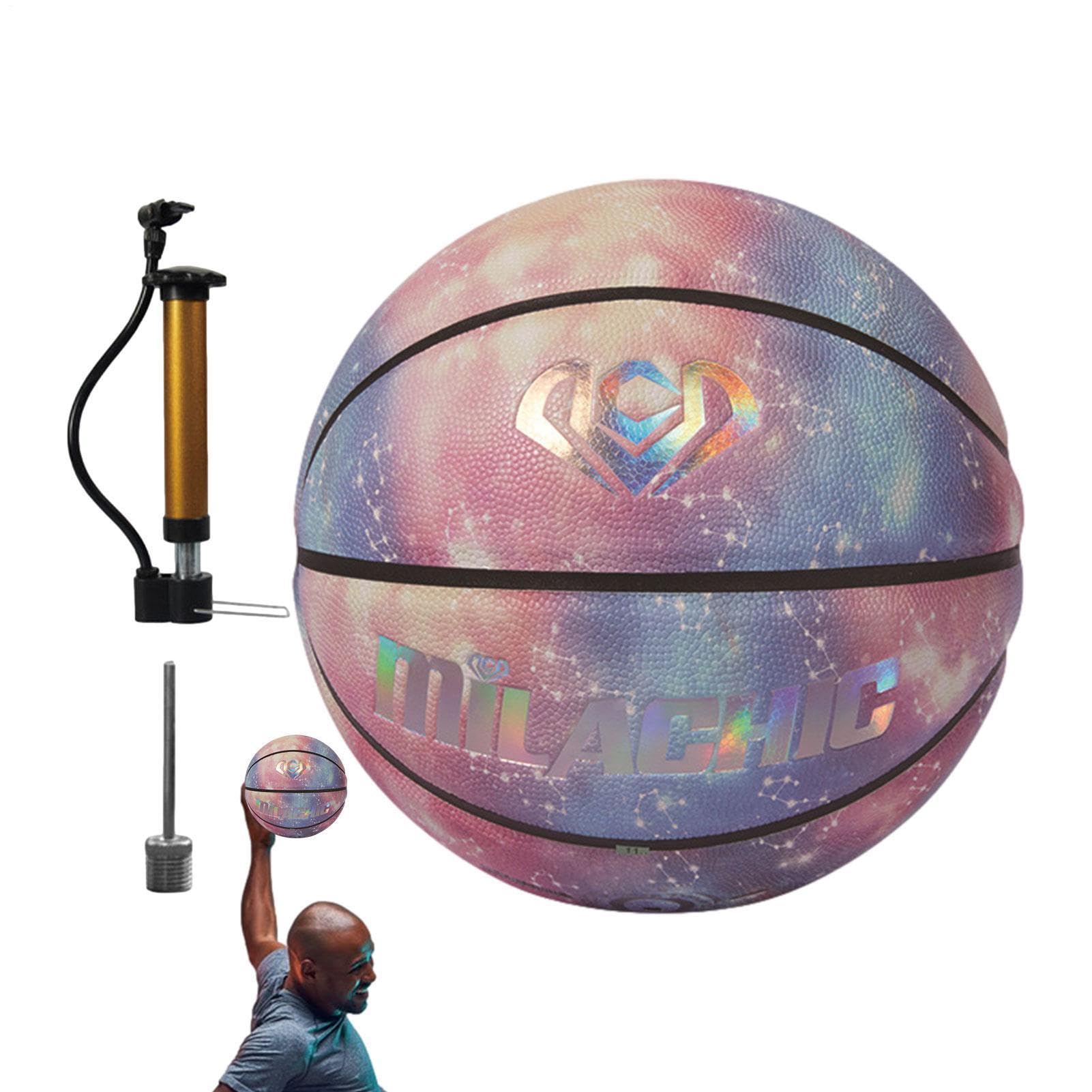 Baloncesto de piel sintética con iluminación automática, tamaño 7 | para interiores y exteriores