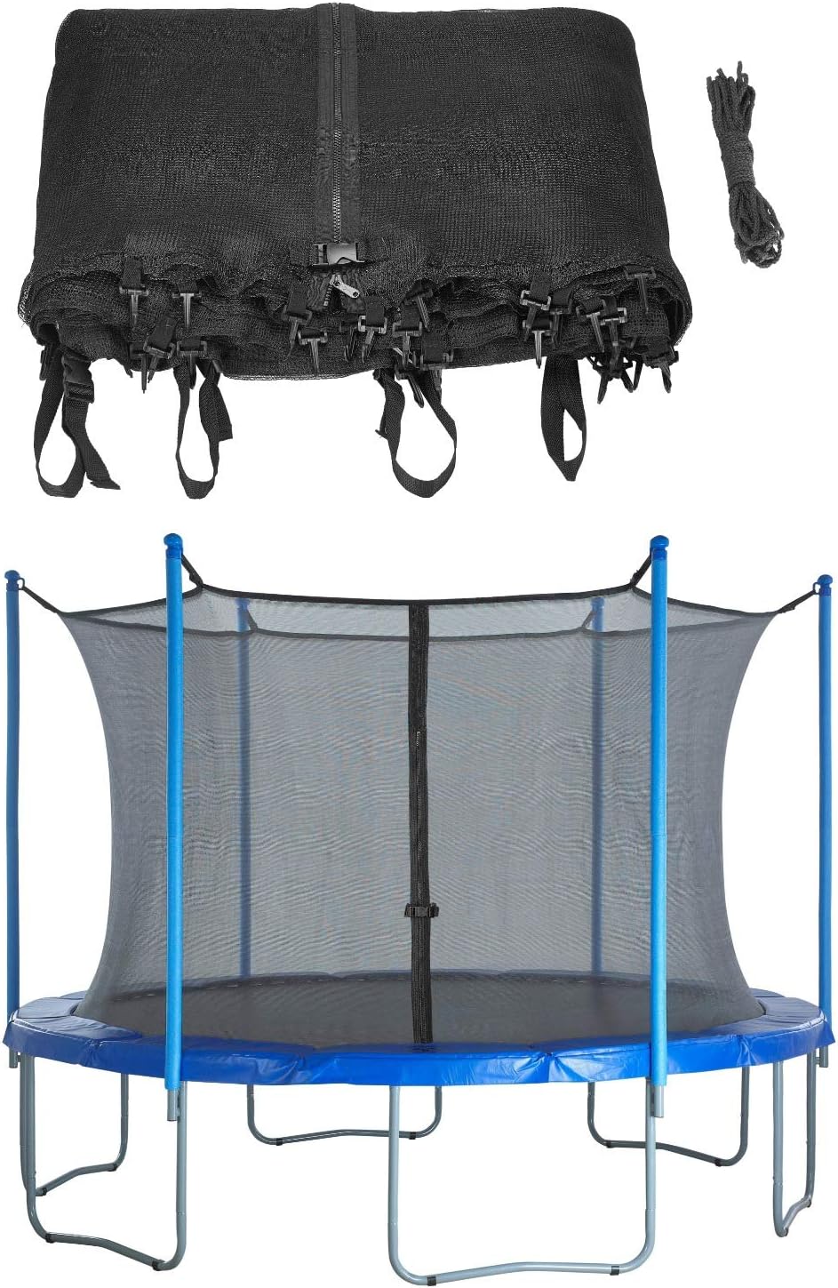 Upper Bounce Machrus Round Trampoline Net Replacement, Tear and Weather-Resistant with Adjustable Straps, Lightweight, Foldable