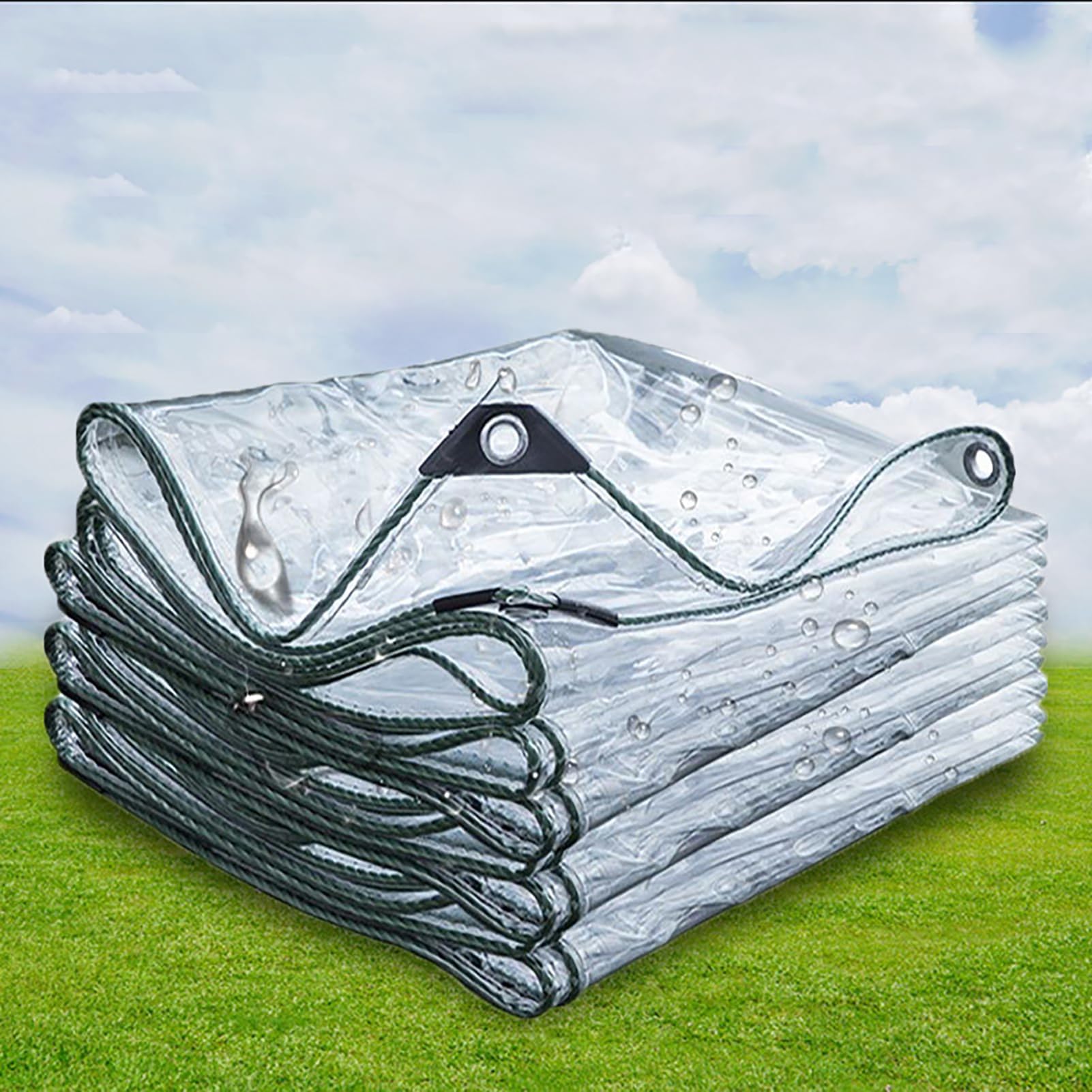 Bâche PVC imperméable robuste avec œillets - Résistante aux UV et au vieillissement - Bâche transparente personnalisable - 1,2 x 2,5 m