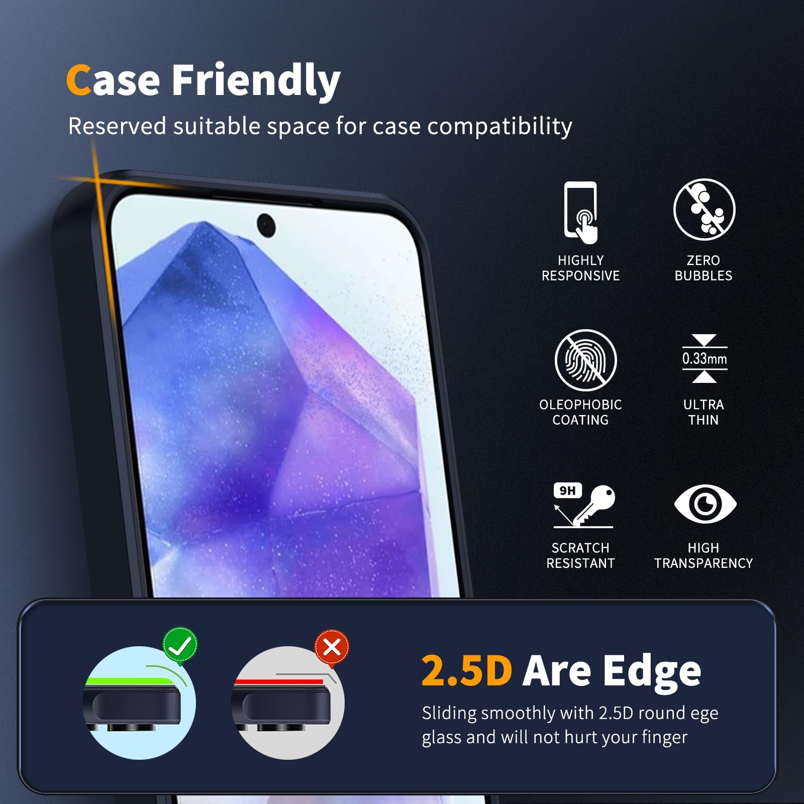 COPIKE Cover Opaca per Samsung Galaxy A55 5G e Protezione Fotocamera con 2 Pezzi Vetro Temperato, [Antiurto Grado Militare] Custodia Posteriore Glassata Traslucida Anti-Impronte, Nero