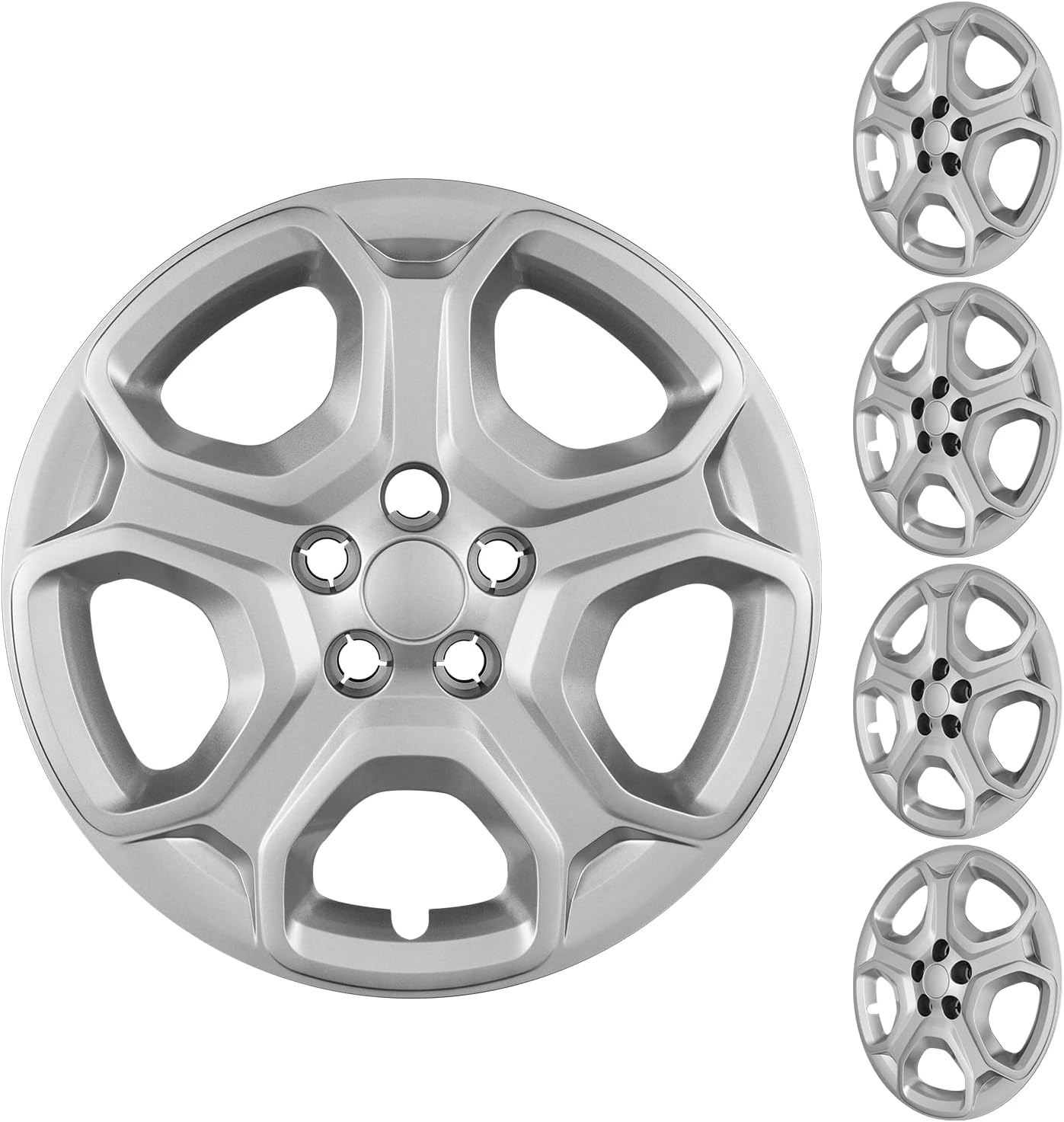 17 Inch Hubcaps Compatible with 2013-2025 Ford Escape Factory Steel Wheel, Silver, Snap-On Wheel Covers, Set of 4