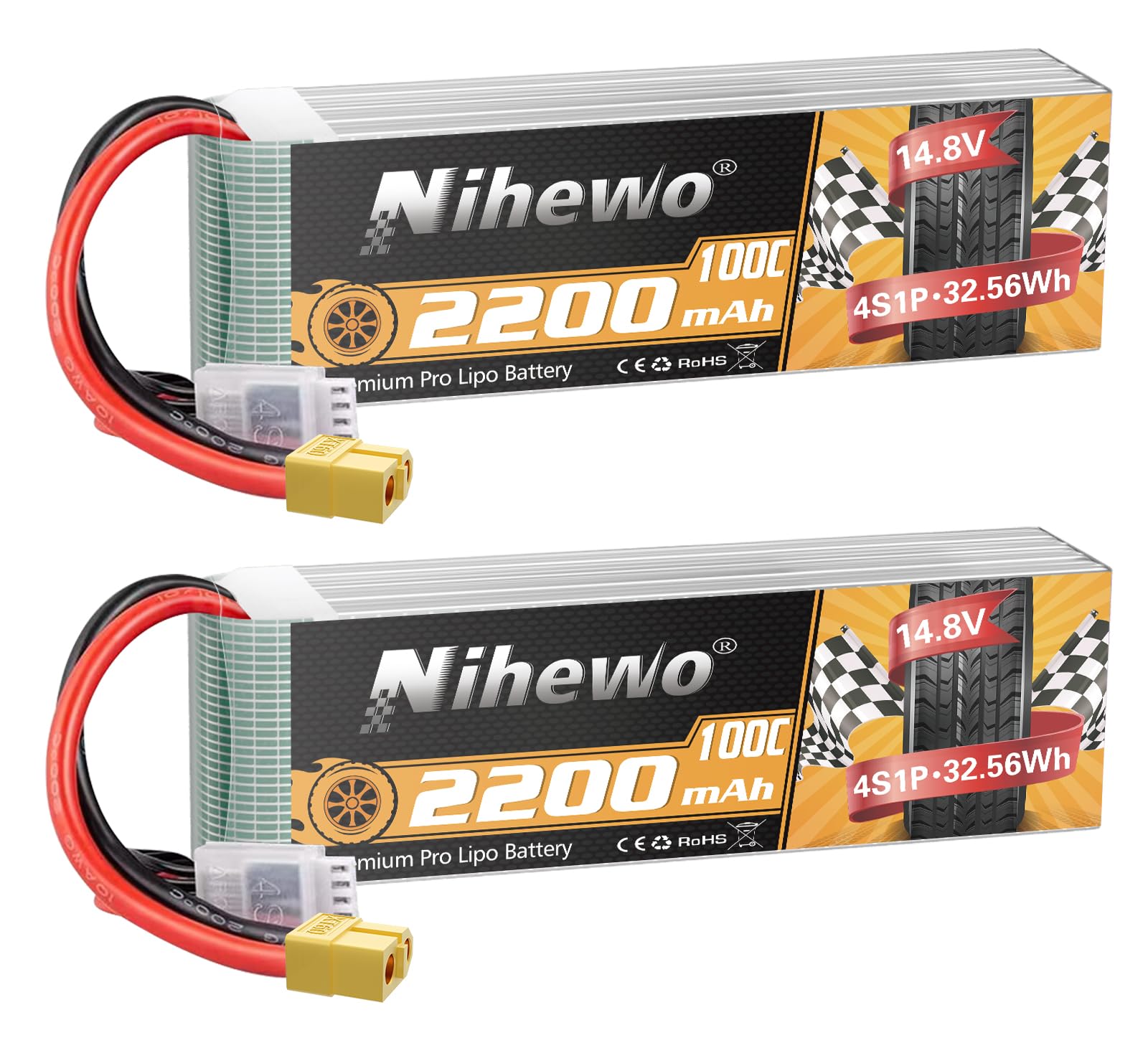4S Lipo Akku 14.8V 2200mAh 100C XT60 Stecker für Drohne LKW 2Stück | 14.8V 2200mAh RC Akku Soft Case 100C XT60 Stecker für FPV Drohne RC Quadcopter Helikopter Flugzeug Auto LKW Boot RC Modelle