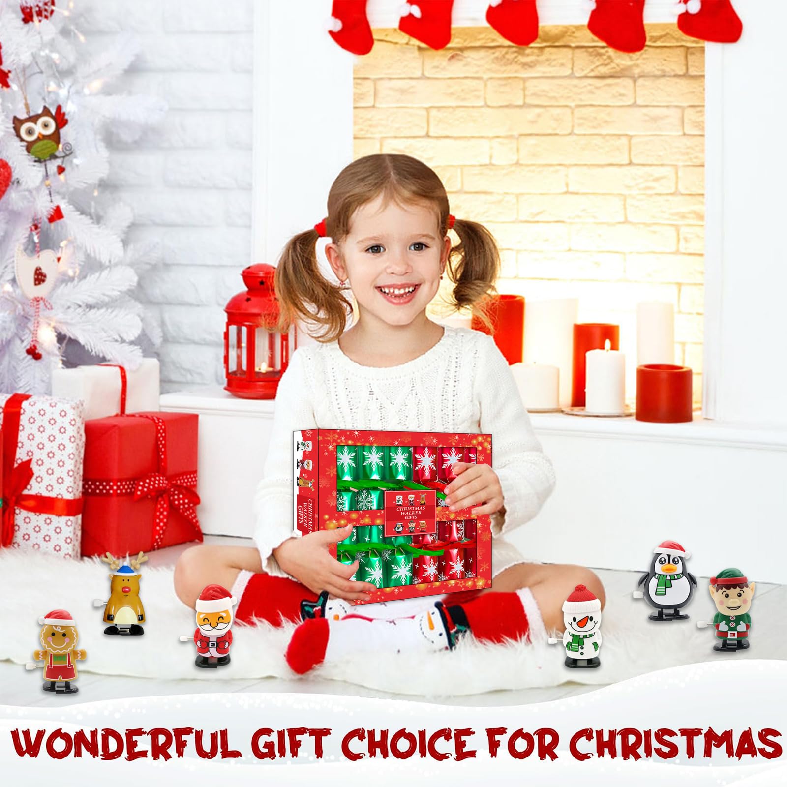 POPOYU Lot De 6 Crackers De Noël De Luxe Avec Jouets à Remonter - Crackers Festifs Pour Enfants Et Famille