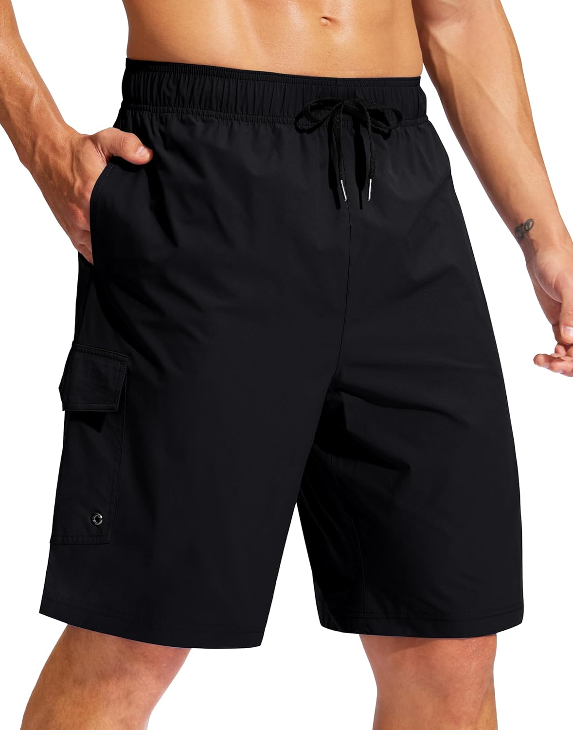 Men's Swim Trunks No Liner 9" Board Shorts Quick Dry Bathing Suit Swimming Beach Shorts for Men with 3 Pockets