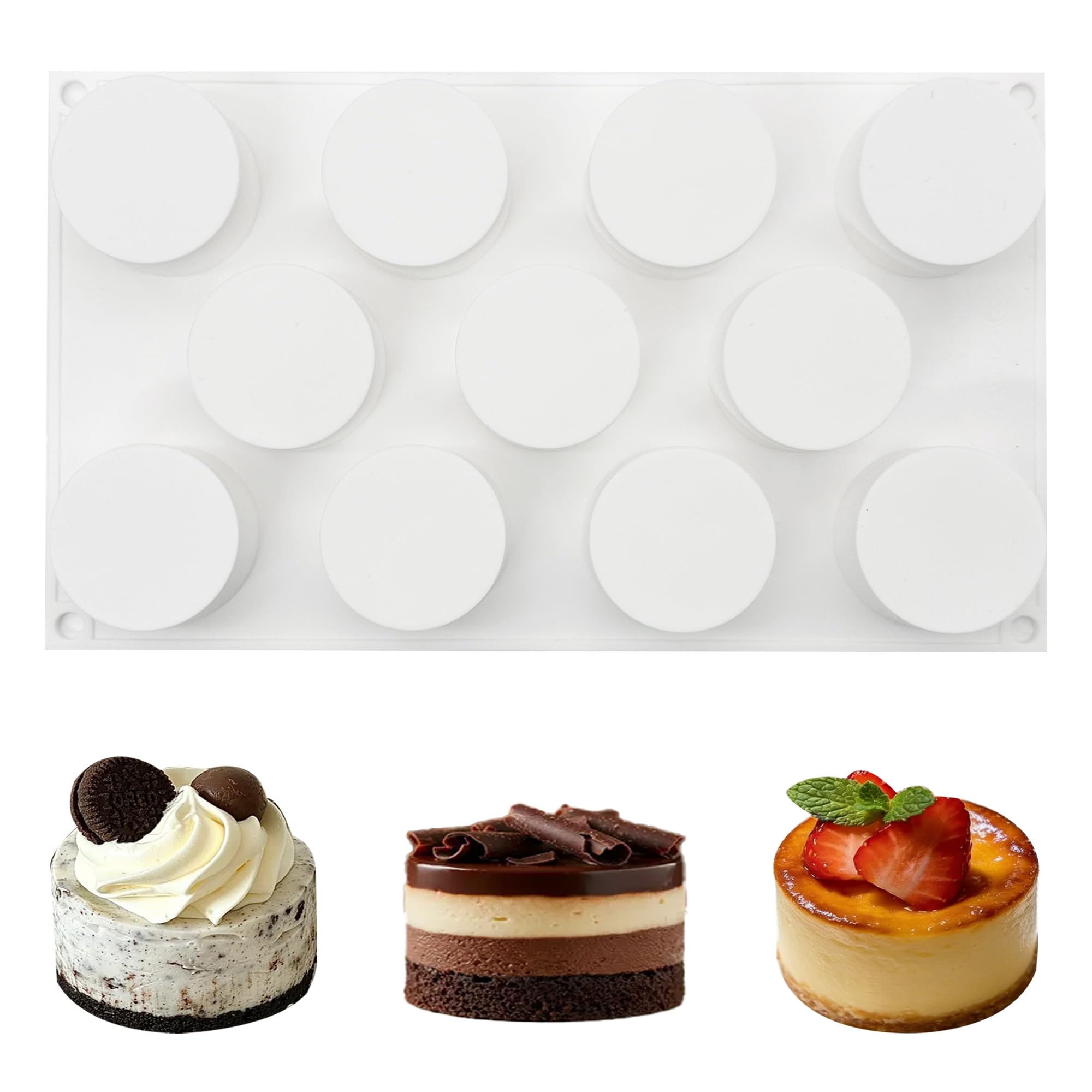 SEABABOO Cylindrical Silicone Mould 11 Cavities 5 cm x 2.9 cm Chocolate Moulds for Muffin Brownie Mousse Cake Dessert Jelly Pudding 1 Piece White