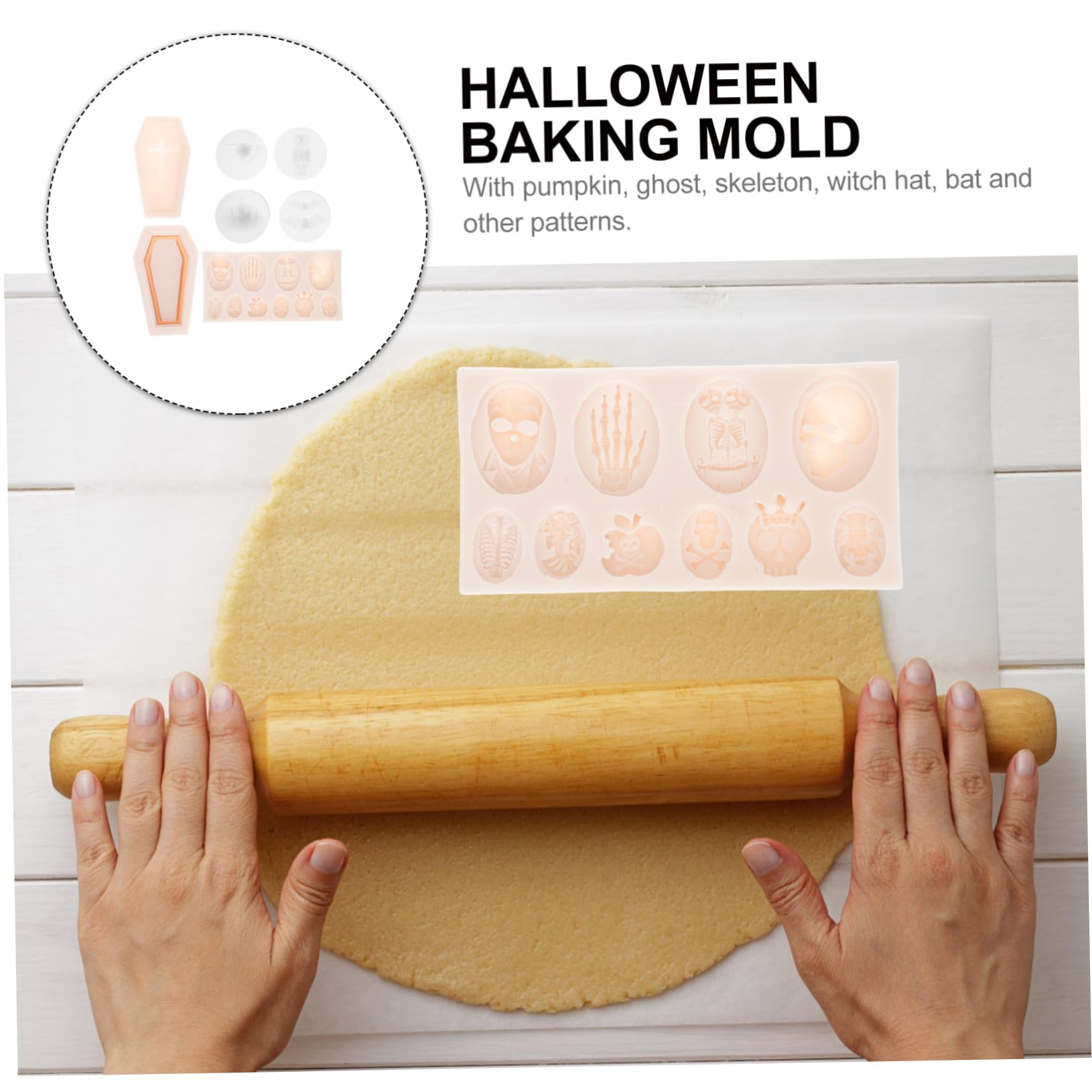 Alipis 3 Juegos Plantillas de Halloween Molde Halloween Molde de Halloween De Fondant Corazón Cerebro moldes de Fondant de Halloween decoración Molde Silicona Molde para Hornear