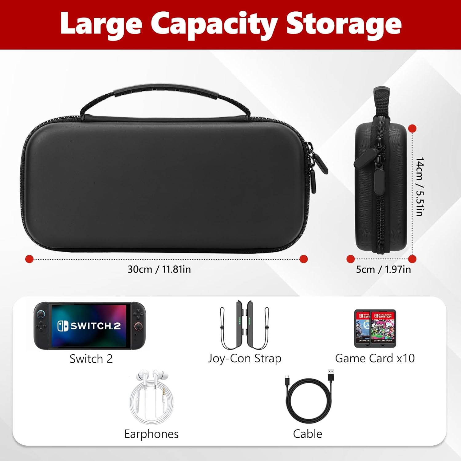 Old Canal Carrying Case for Switch 2, Switch 2 Travel Case with 10 Game Card Slots, Protective Hard Shell Carry Storage Cases for Switch 2 with Screen Protector, Thumb Grips - Image 2