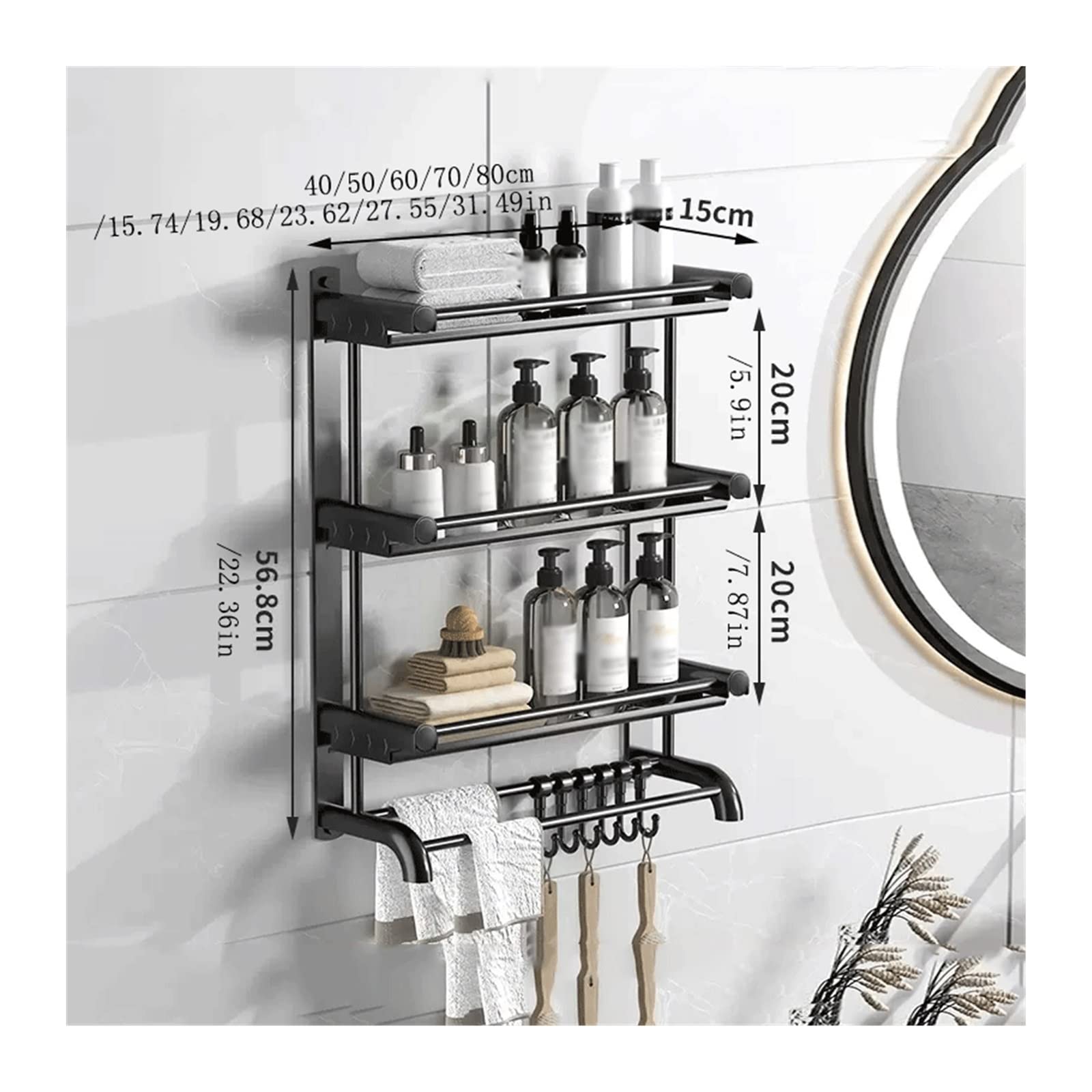 Ripiano per doccia Rack di stoccaggio Lavabo for WC semplice in metallo a tre strati Organizer(40)