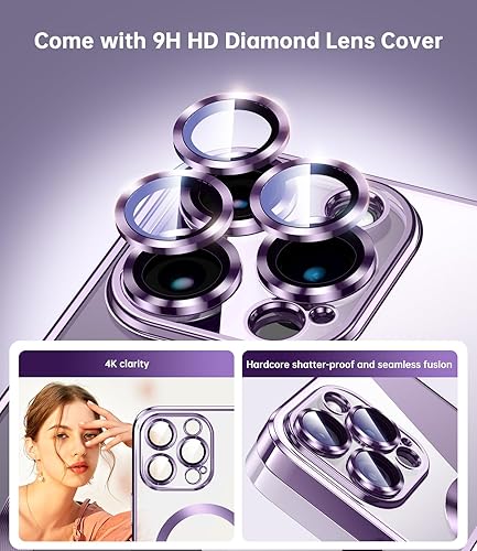 Miniatura 4 de Waldeng Funda para iPhone 14 Pro Max con protector integrado de lente de cámara, compatible con MagSafe, exterior original, transparente para iPhone