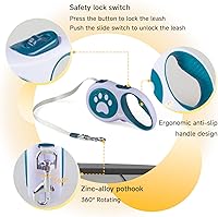 Vista 3 de Correa retráctil resistente de 16 pies para perros, correa de paseo para perros con asa antideslizante, dispensador, bolsas de basura, freno con una