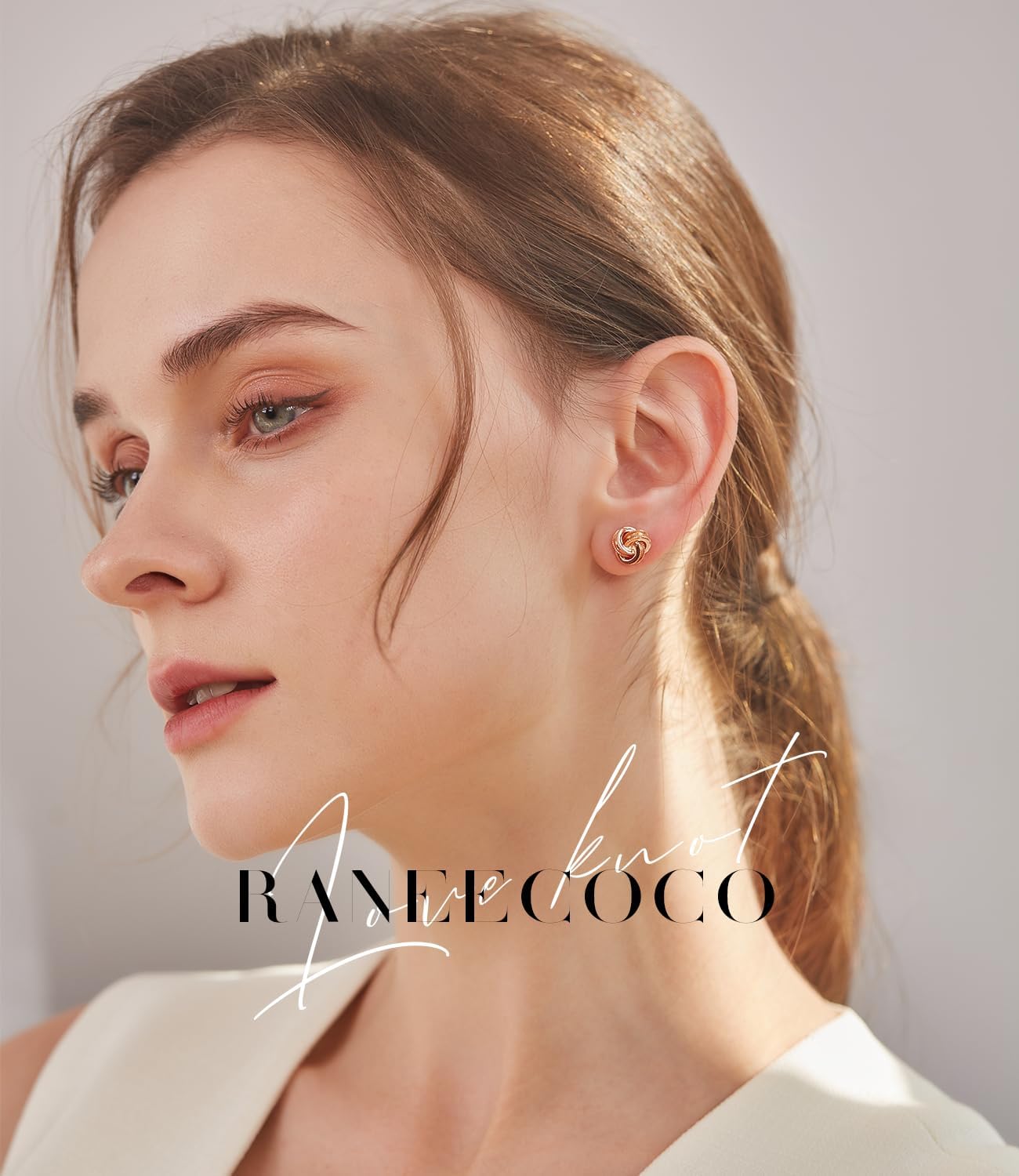 Gold Plated Sterling Silver Studs Love Knot Earrings For Women | Hypoallergenic & Nickle Free Jewelry for Sensitive Ears - Image 9