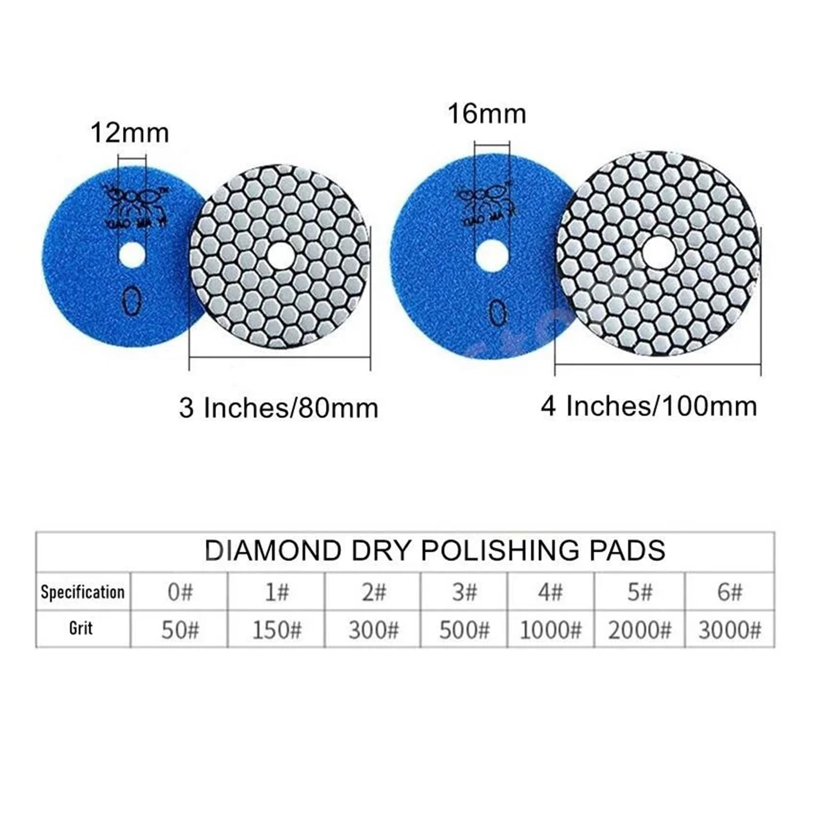 Juego de 7 almohadillas de pulido de diamante de 3/4 pulgadas para uso en seco, discos de lijado de resina para mármol, granito y piedra, herramientas de pulido resistentes a la abrasión (grano 2000