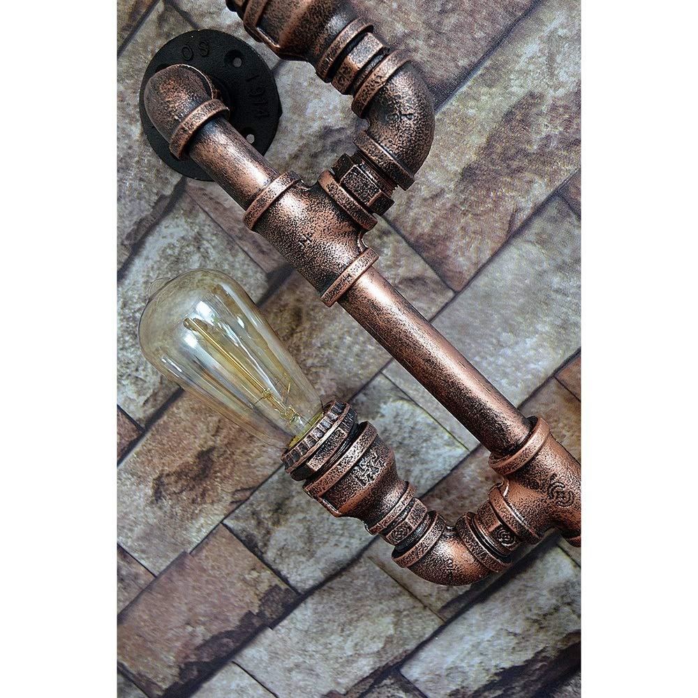 Lámpara de pared de 3 luces para interiores, industrial, retro, steampunk, E27, hecha a mano, diseño de bricolaje, lámpara de pared de tubería de agua de hierro forjado para sala de estar, dormitorio,