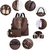 Vista 4 de Makes - Mochila multiusos para mujer, de piel sintética, y diseño convertible con monedero, 2 piezas
