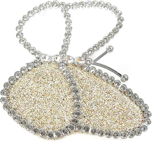 Bolso de noche con diamantes de imitación para mujer, elegante bolso de mano estilo hobo de mariposa, bolso brillante con mango superior de diamante