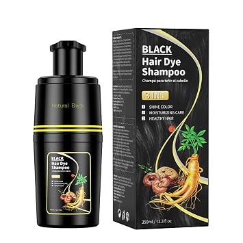 BOJICA Black Hair Dye Shampoo for Gray Hair Coverage - 3 in 1 Color Shampoo/Instant for Women and Men 350ml 12.3 Fl oz