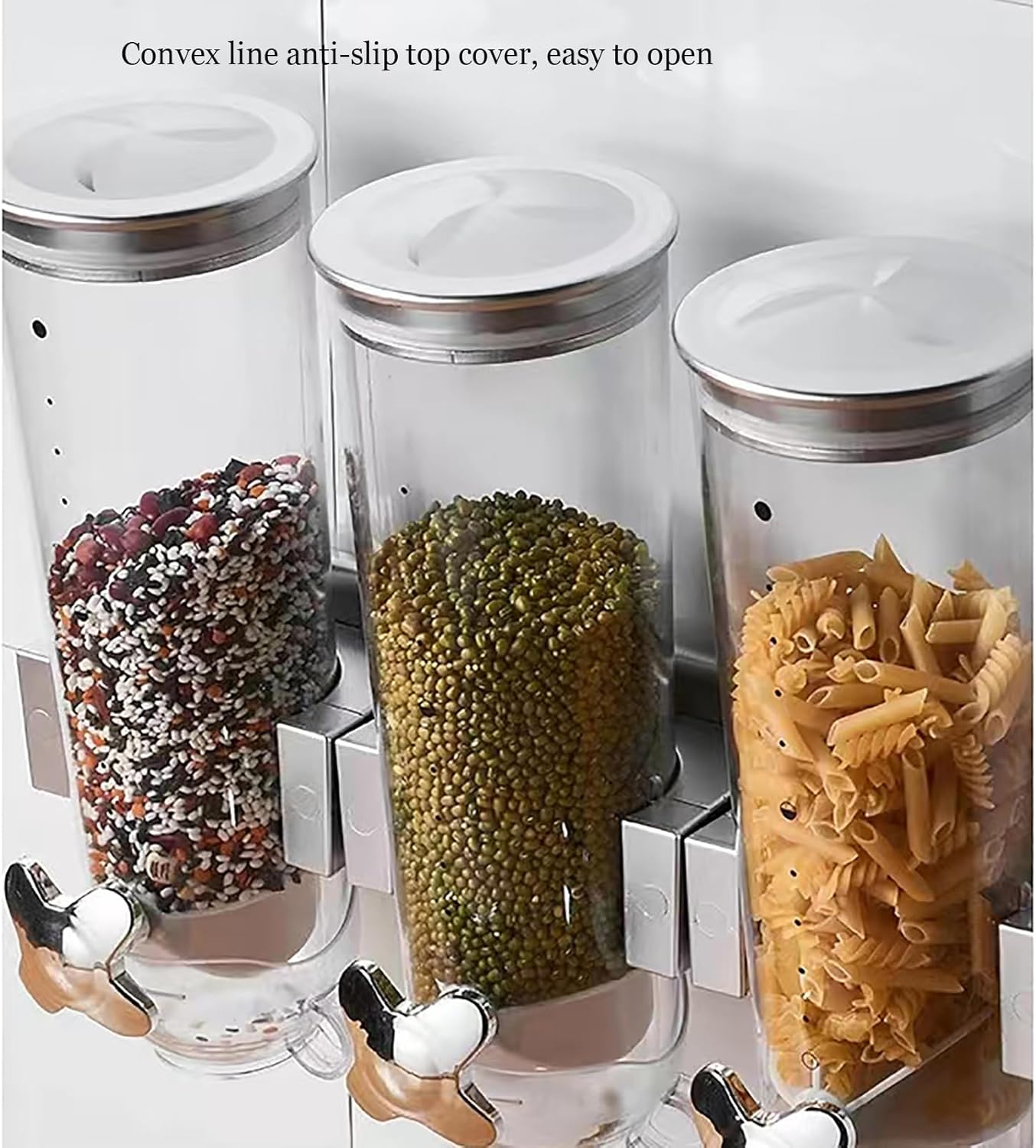 Rice Bucket,Wall-Mounted Rice Dispenser,Rice Container,Grain Storage Bucket,Grain Storage Container,Cereal Dispenser,Pet Food Storage Container,Rice Holder Dispenser,Silver