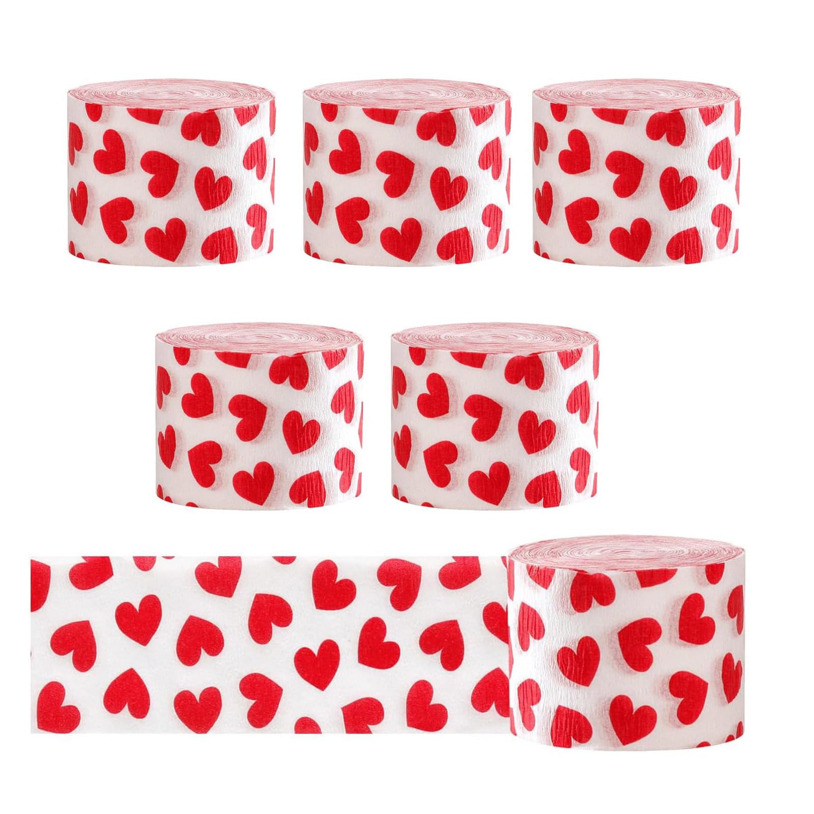 Kalttoy Multicolor 6Pcs Heart Pattern Crepe Paper Streamers Valentines ' S Day Decoration Ribbons Colorful Ribbon Gifts Wrapping Supplies Gift Wrapping Supplies