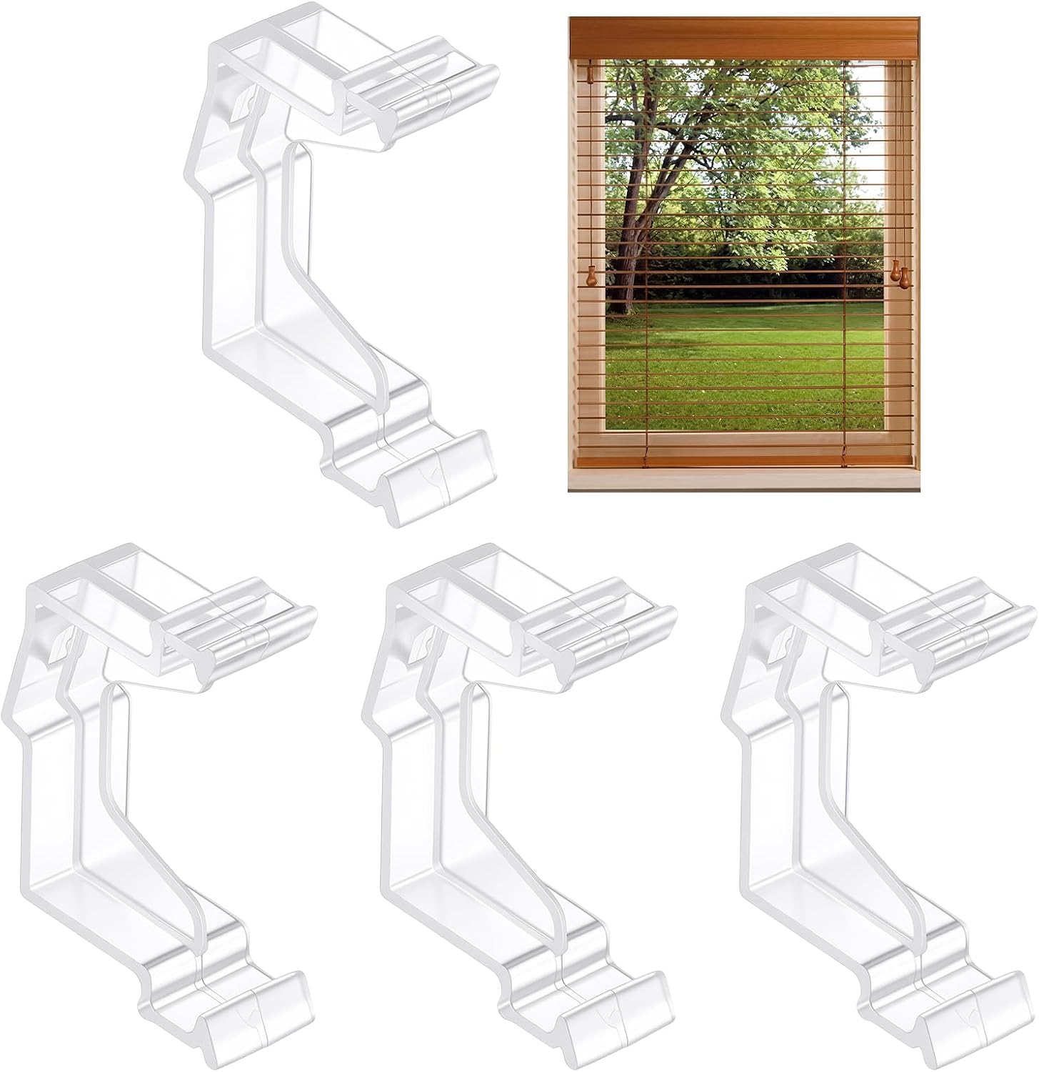 4 Pcs Faux Wood Valance Clips for 2 Inch Blinds Hidden PC Valance Clip Window Blind Clips Replacement Parts for Faux Wood Blinds (Clear)