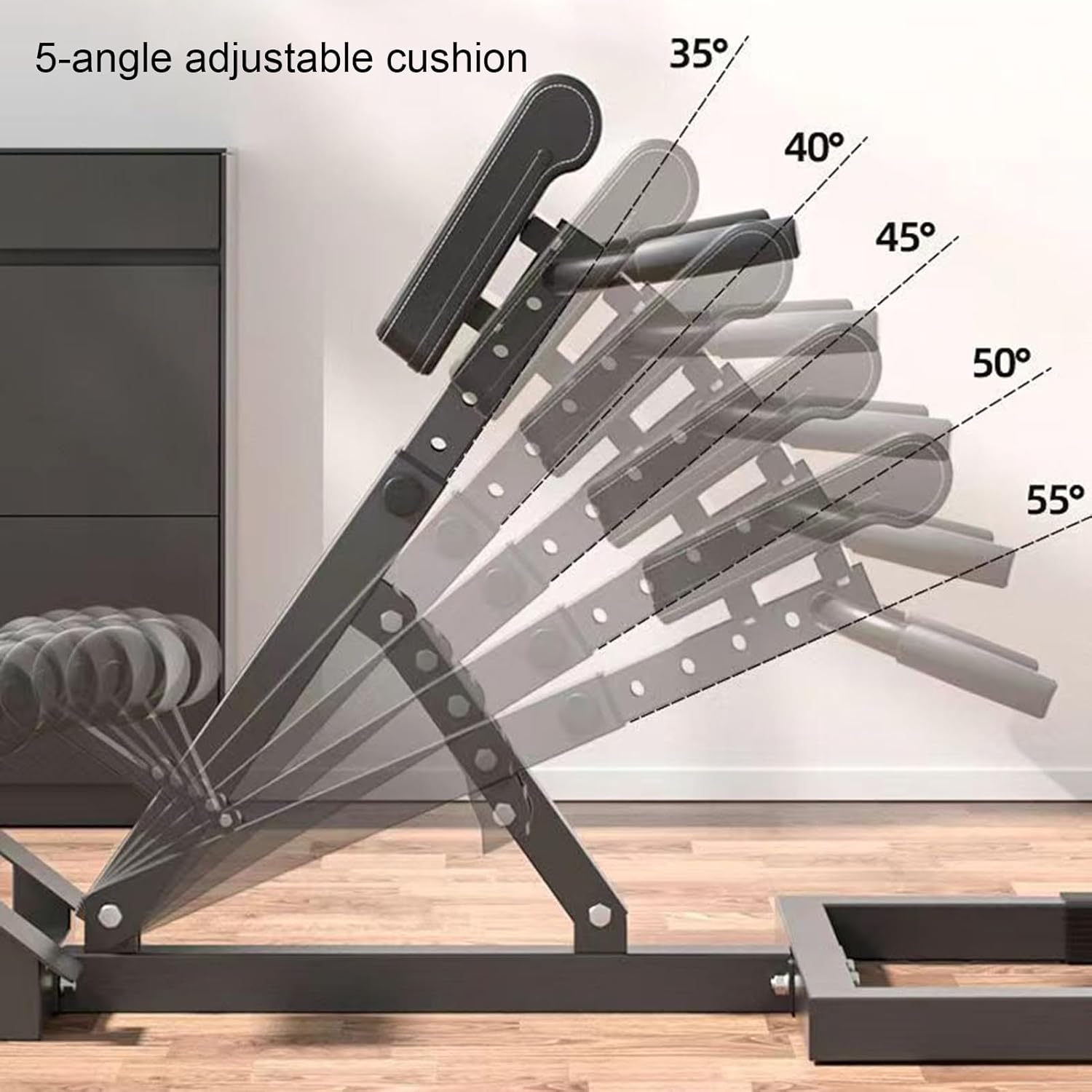 Heavy-Duty Adjustable Roman Chair Versatile Back Hyperextension Extension Roman Bench Abs Exerciser Leg Strength Trainer For Home Gym 5 Height Adjustable 330lbs Capacity