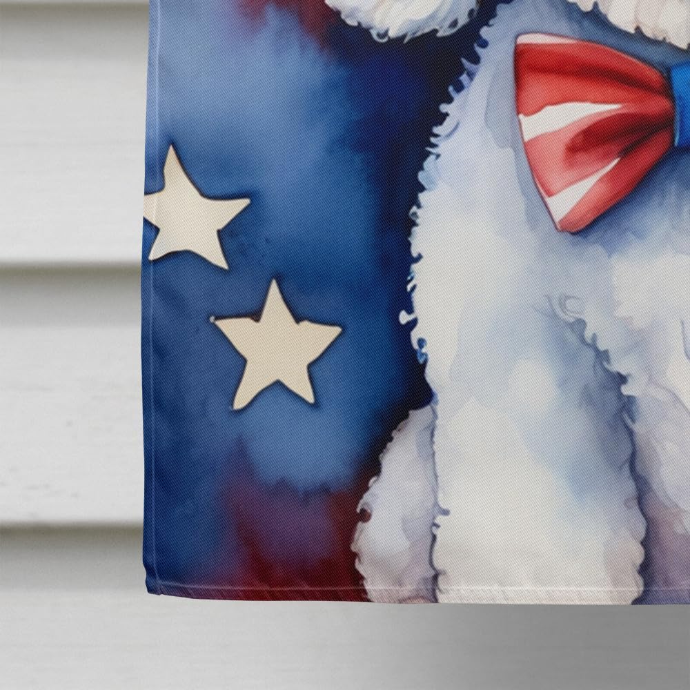 Caroline's Treasures DAC5659CHF Bichon Frise Patriotic American House Flag Large Porch Sleeve Pole Decorative Outside Yard Banner Artwork Wall Hanging, Polyester, House Size, Multicolor