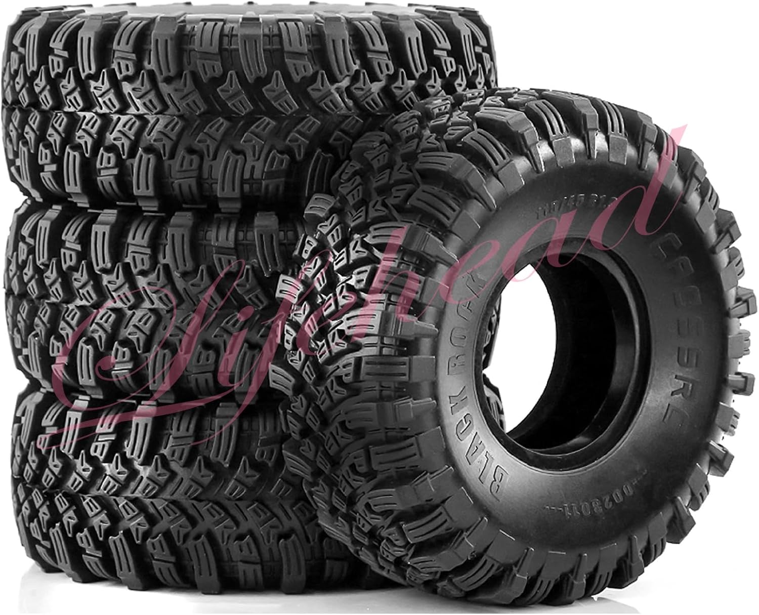 Lifehead 1.9inch Tires - All Terrain Rubber Tires for 1/10 RC Crawler Car TRAXXAS TRX4 TRX6 Axial SCX10 90046 90047 SCX10 III AXI03007 Tamiya CC01 YK4102 RGT EX86115/4.5" Outer Diameter