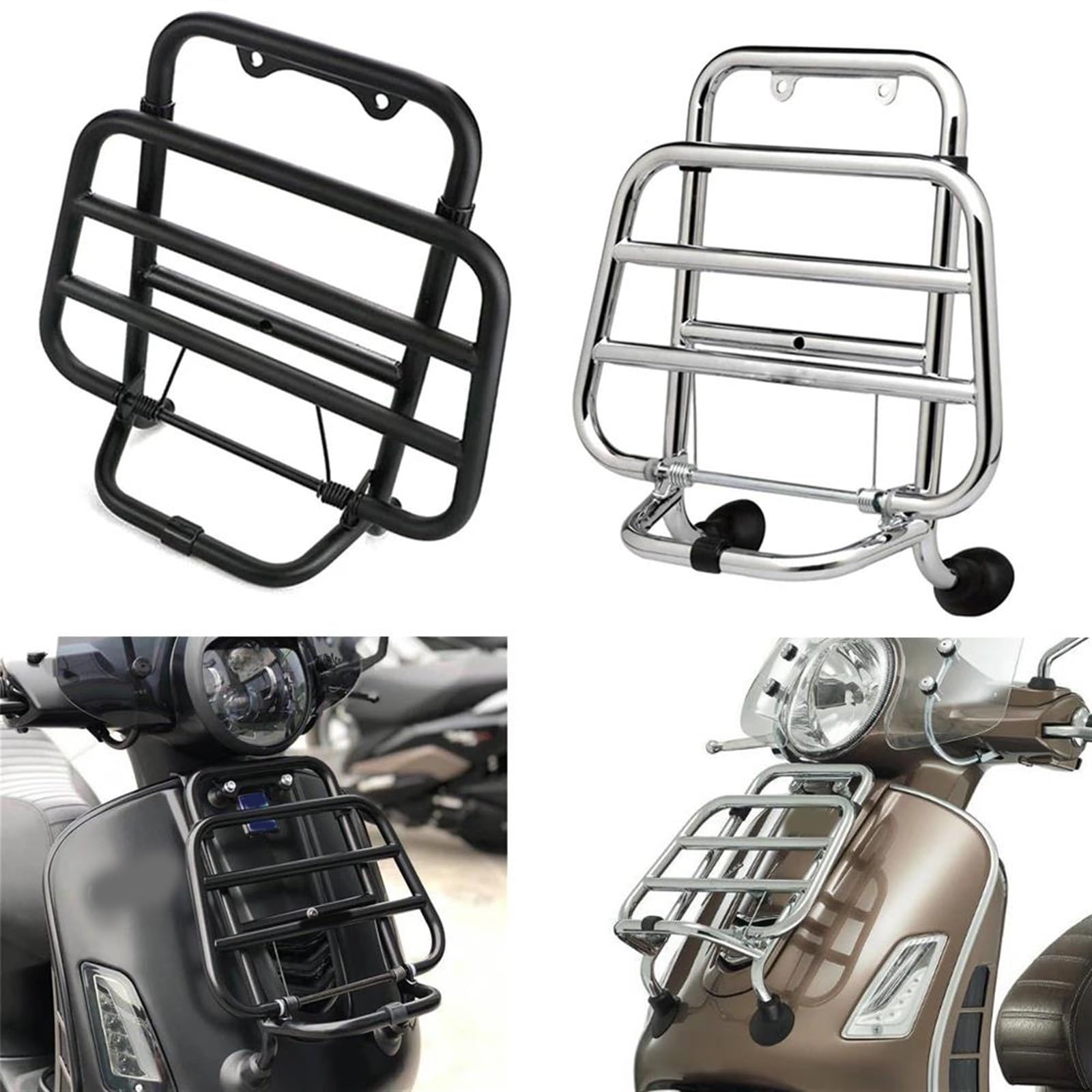 Portapacchi Anteriore In Acciaio Inox Nero Per Vespa GTS 300 ABS 2014-2018 2015 2016 2017