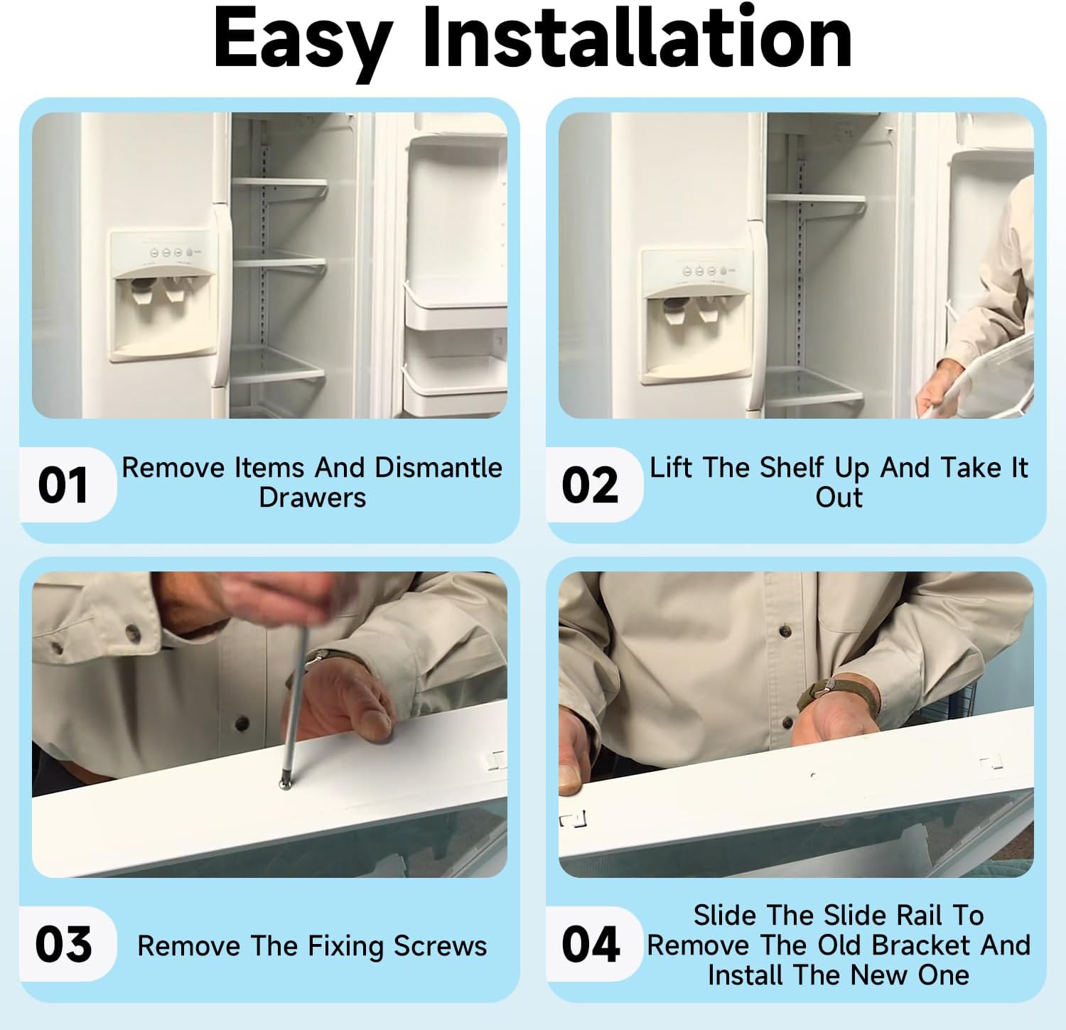 Refrigerator Meat Pan Hangers Left and Right Compatible with Select Frigidaire Kenmore Refrigerators Replace# Left 240365401 Right 240356501