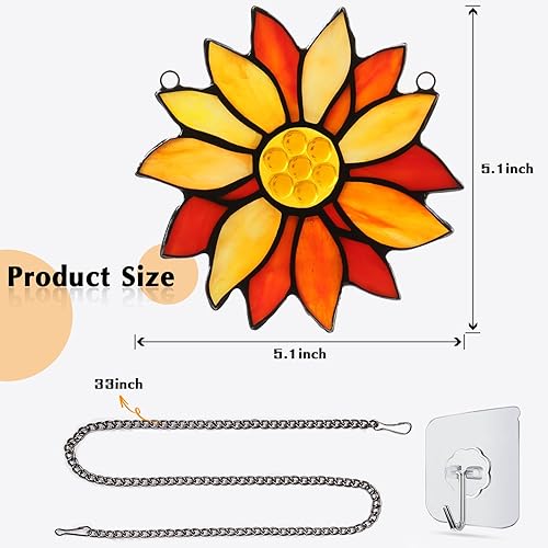 Miniatura 5 de Kleeglee Regalos de flores de sol, colgantes de vitrales, hecho a mano, atrapasoles de flores, decoración de ventana de interior para mujeres, mamá,