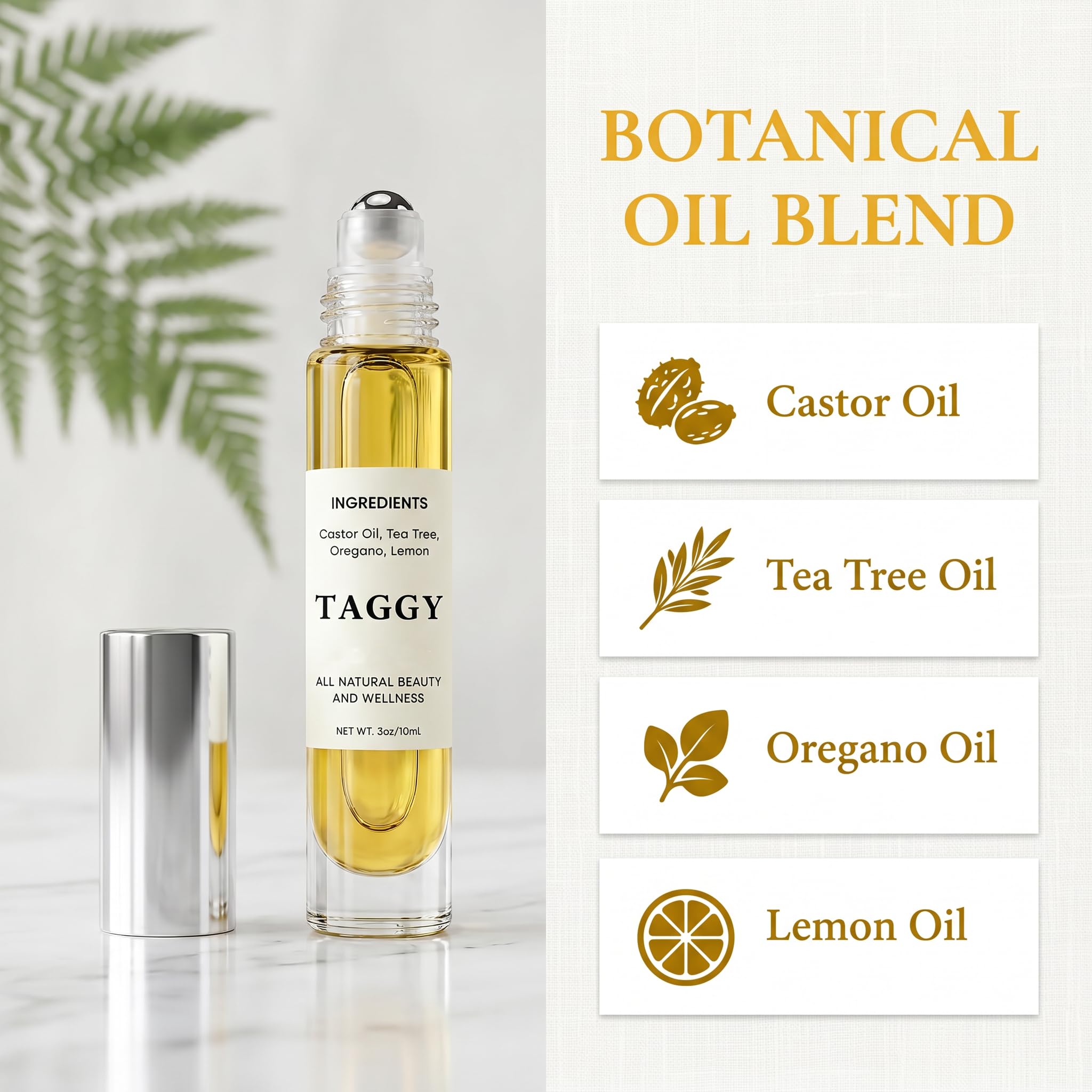 Taggy Roller for Skin Botanical Oil Blend with Castor Oil, Tea Tree, Oregano & Lemon