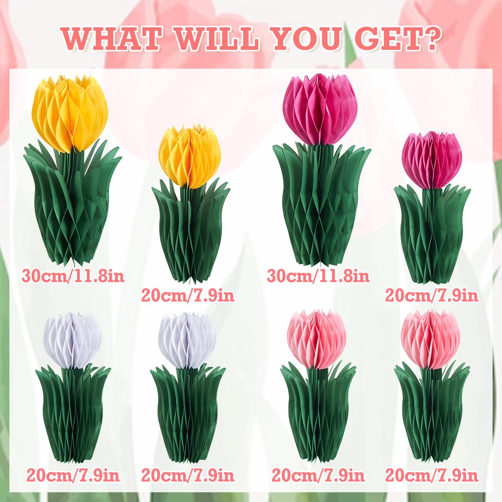 SUNBEAUTY 8 PCS Flower Honeycomb Decoration Tulip Honeycomb Decoration Mother's Day Decoration Tulip Decor Spring Decor Tulips Table Centerpieces Decorations Spring Decorations for Home Office - Image 2