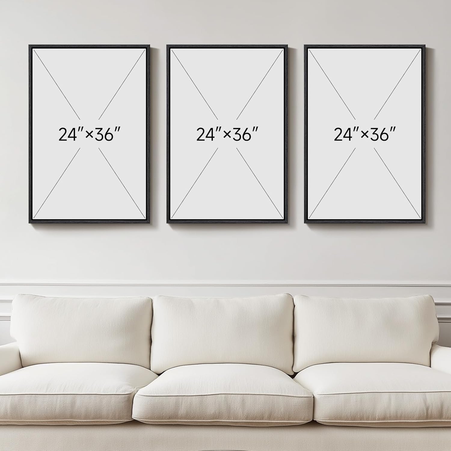 Large Framed Neutral Abstract Wall Art for Living Room, 3 Piece Modern Canvas Prints Paintings Artwork for Walls-Tan Beige Brown Minimalist Pictures for Living Room Hallway Bedroom Wall Decor 24x36 In