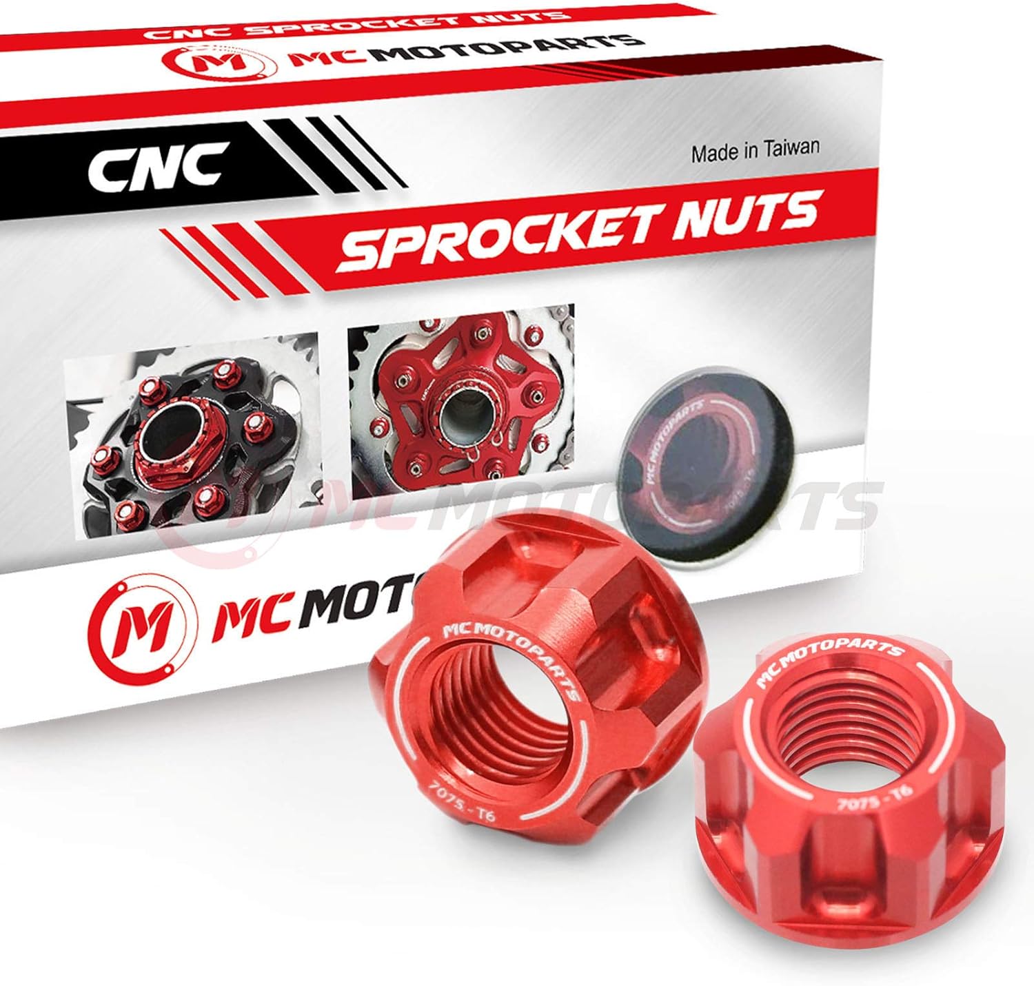 MC MOTOPARTS Racing Rear Sprocket Nuts Set Compatible with Kawasaki Z650 ZX-6R ZX-636 ZX-6RR ZX-10R Z900 RS Z1000 Z1000R Ninja 1000 Vulcan S 650 14 15 16 17 18 19 20 21 2022 2021(Red)