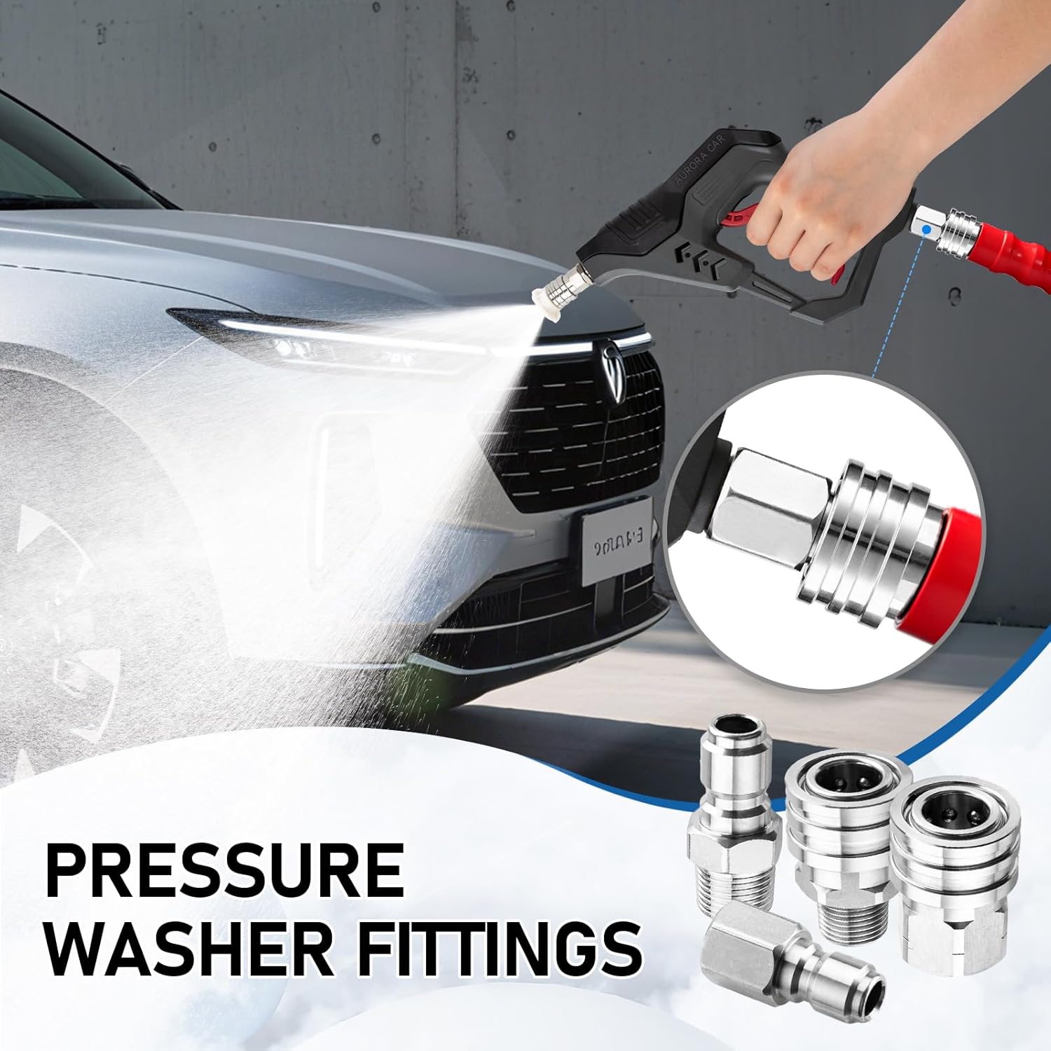 Pressure Washer Quick Connect 3/8 Inch Stainless Steel Male and Female Quick Connector Kit Pressure Washer Adapters Hose Quick Connector, 4 Pack