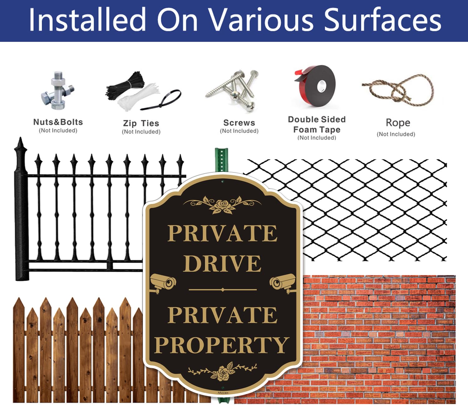 Schild „Private Property“ 25,4x35,6 Cm – Aluminium, Wetterfest, Mit Bohrungen, Für Zaun, Auffahrt, Videoüberwachung