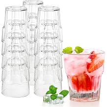 Tebery 16 Pack Classic Clear Plastic Tumbler Reusable Drinking Glasses, 8Oz Drinking Water Juice Cups, Stackable, BPA-Free
