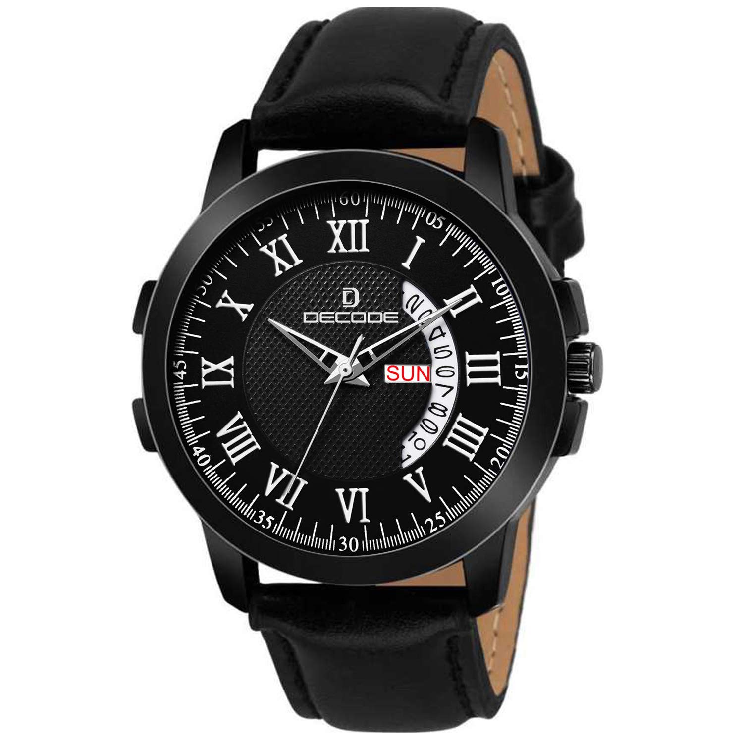 Decode Analogue Men's Watch (Black Dial Black Colored Strap)