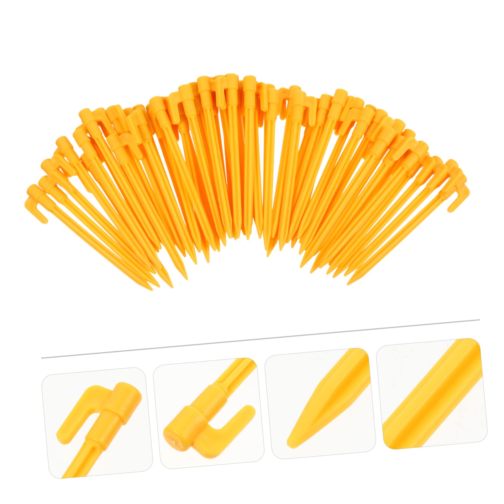 Lot De 50 Piquets De Tente En Plastique Jaune – 14,5 Cm, Dentelés, Résistants Au Vent, Pour Bâche, Jardin, Camping, Toutes Surfaces (sable, Herbe, Terre)