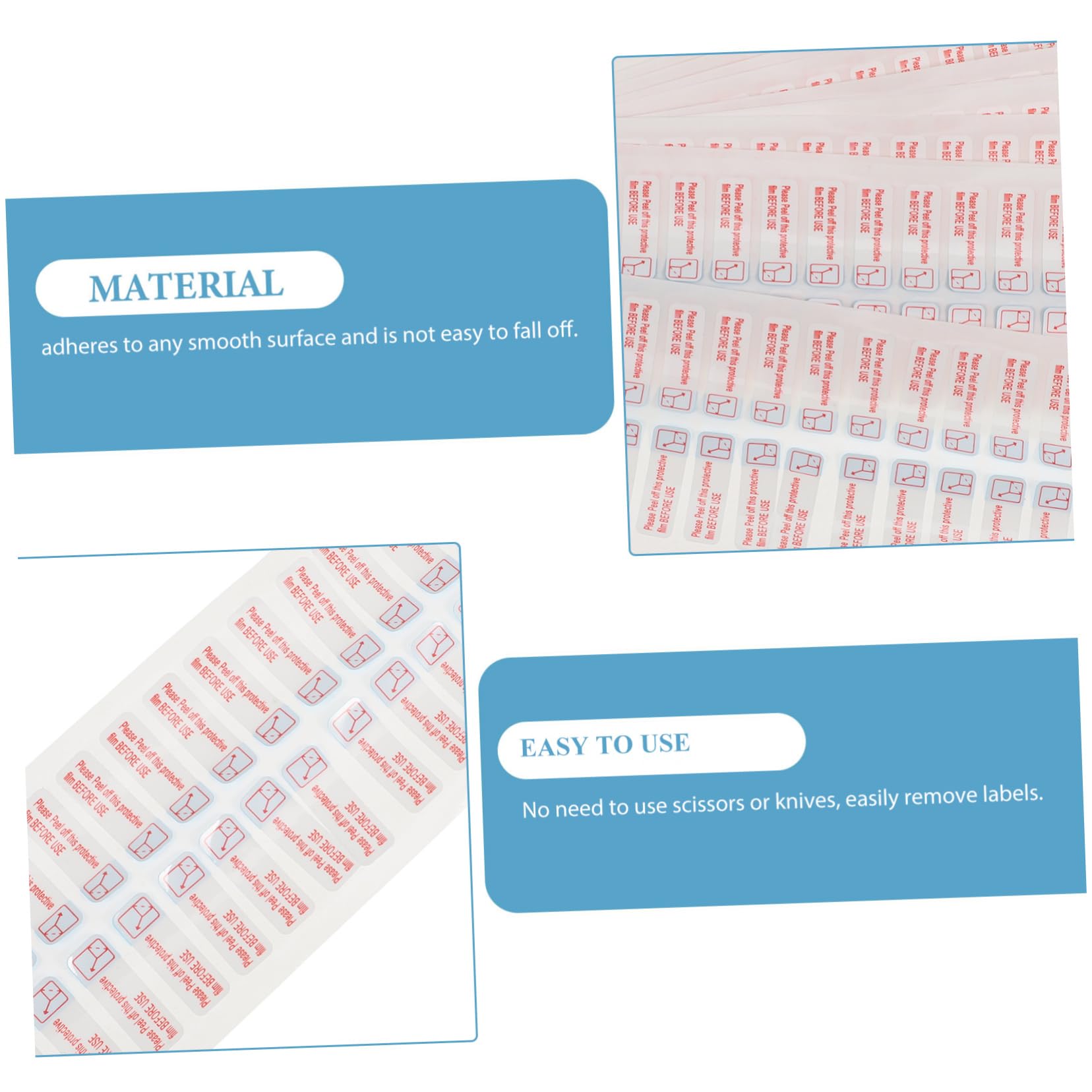 TOPBATHY 3000 Pièces Autocollants de Film Protecteur à Retirer de Stickers Adhésifs Auto Collants pour Enlever les Films de Protection Étiquettes de Guide de Retrait Faciles à Utiliser