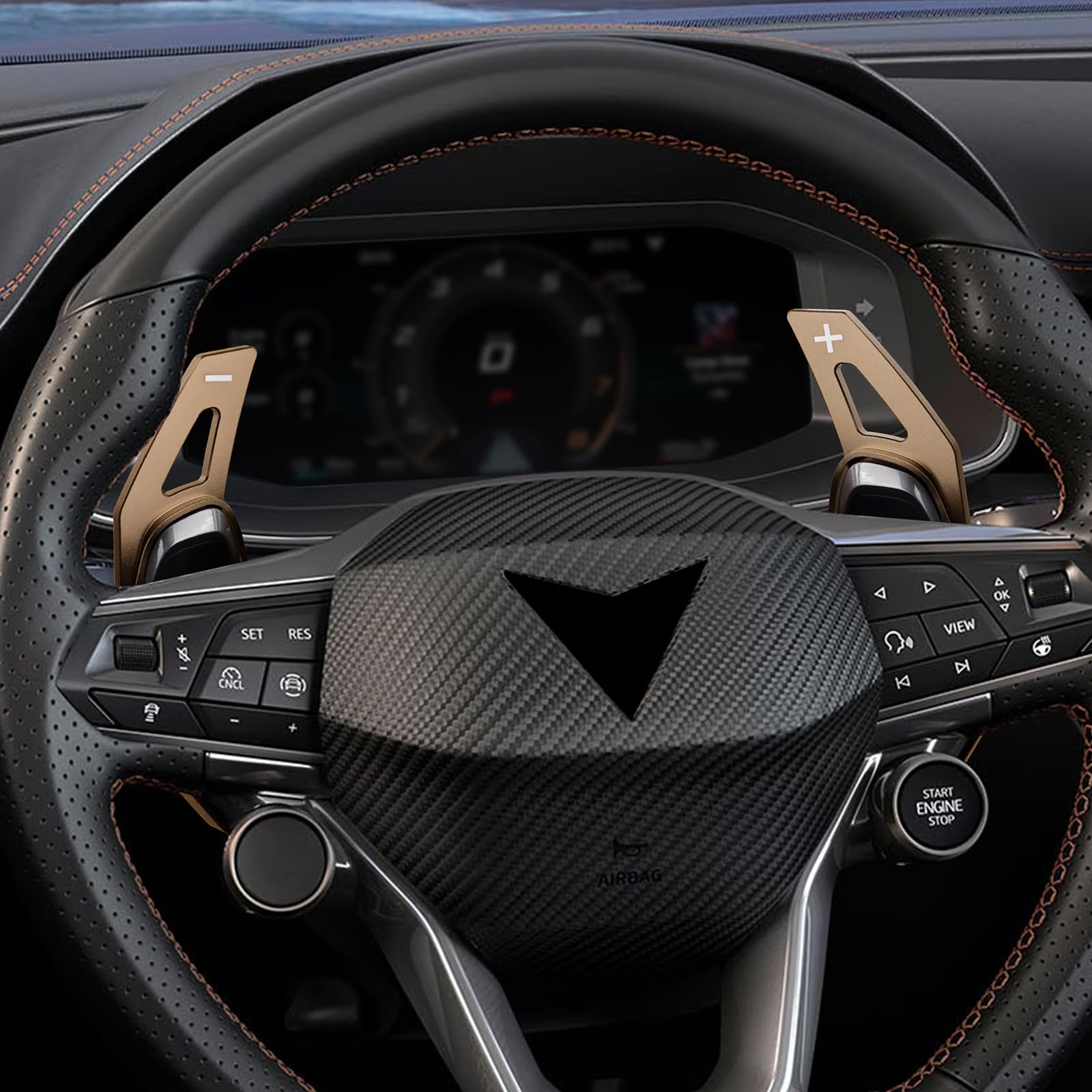 KUNGKIC Palette del cambio per auto per Seat Cupra Leon Ateca Formentor 2021 2022 2023 2024 2025, prolunga in alluminio, paddle shifter, estensione per volante, 2 pezzi (marrone)