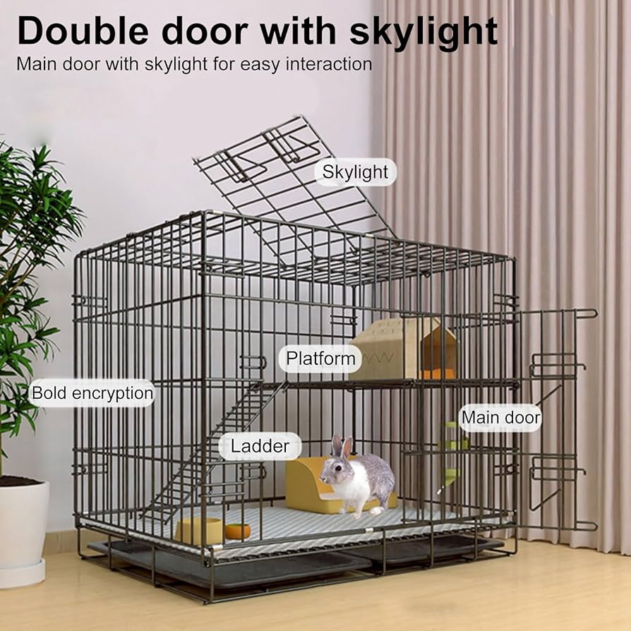 K☆238 GIDK INC 2 Tier Rabbit Cage, Metal Rabbit Cage Indoor with Door and