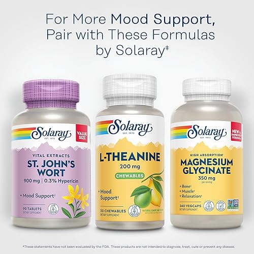 Vista 6 de SOLARAY L Teanina 200 mg, suplemento de apoyo al estado de ánimo con vitamina B6 - Apoyo calmante durante el estrés ocasional - Sabor natural